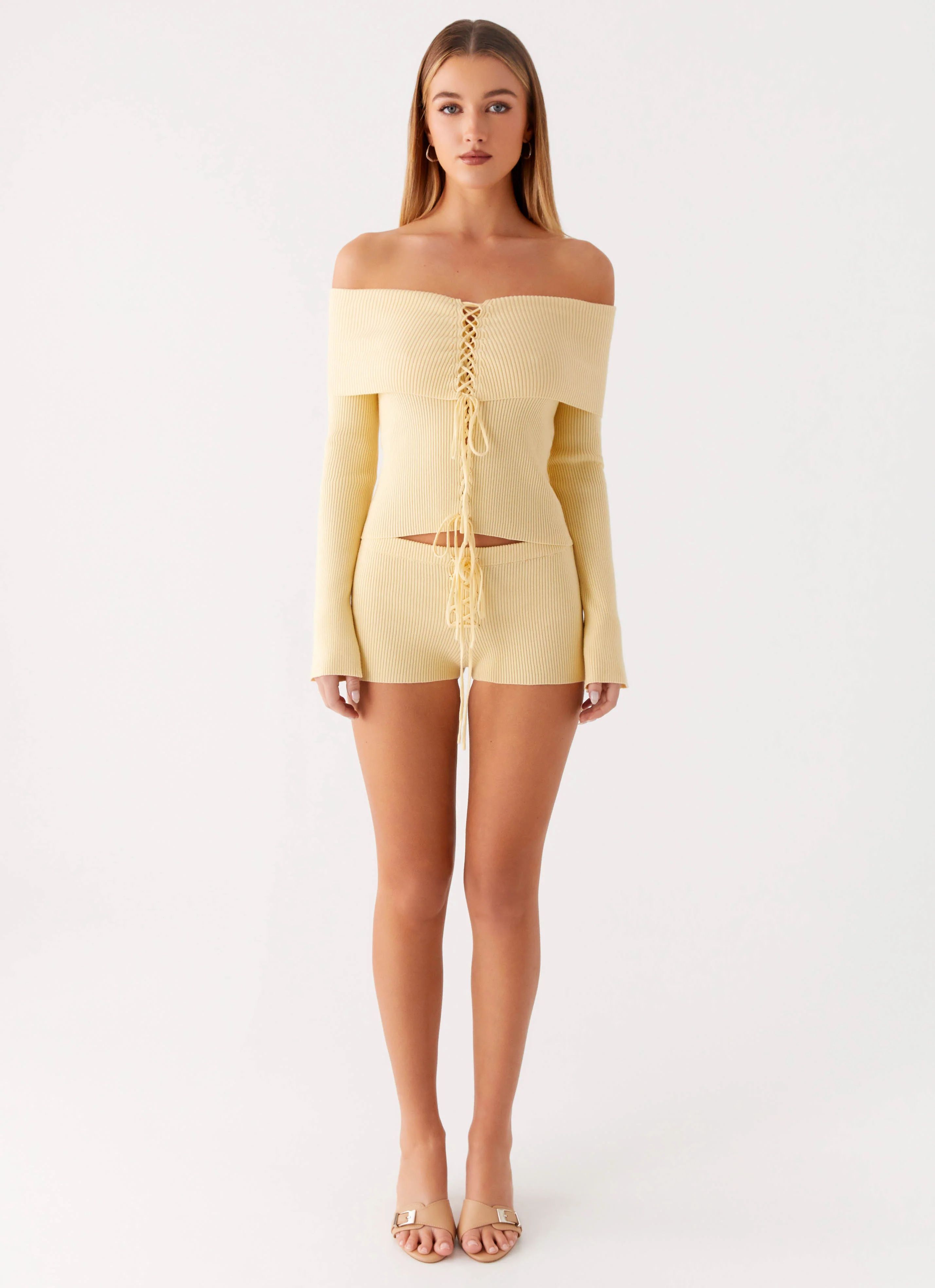 Muted Muse Knit Long Sleeve Top - Yellow - Image 4