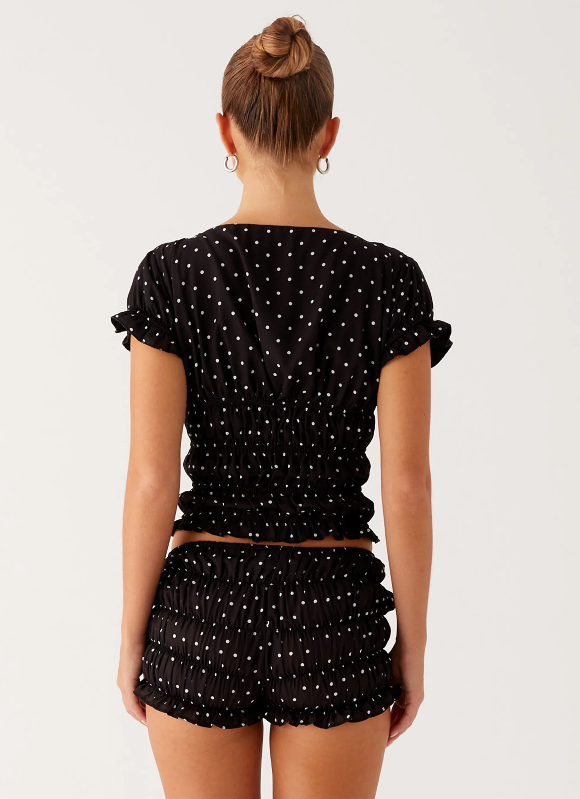 Natalia Ruched Top - Black Polka Dot - Image 2