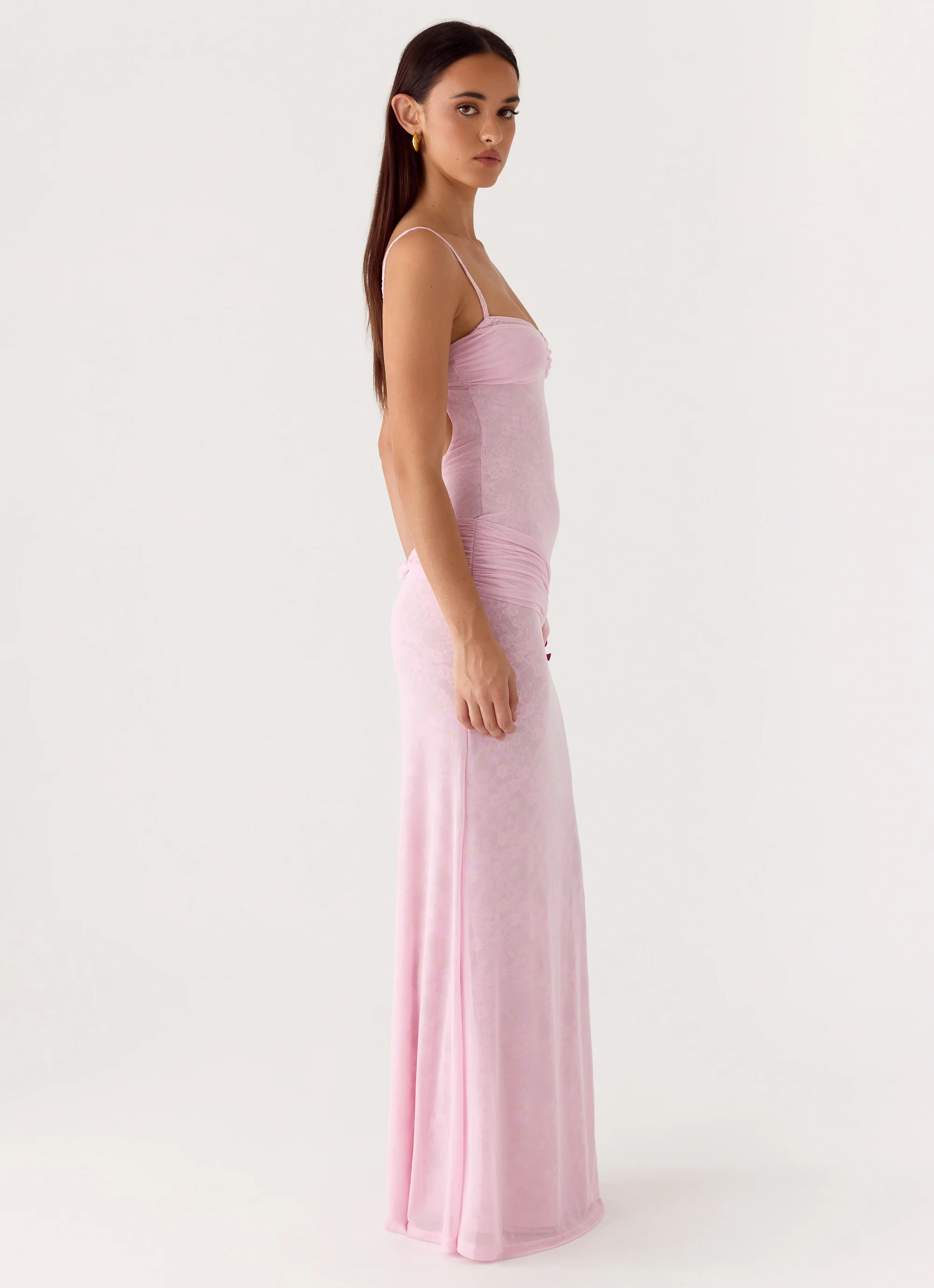 Natty Lace Mesh Maxi Dress - Petal Pink - Image 2