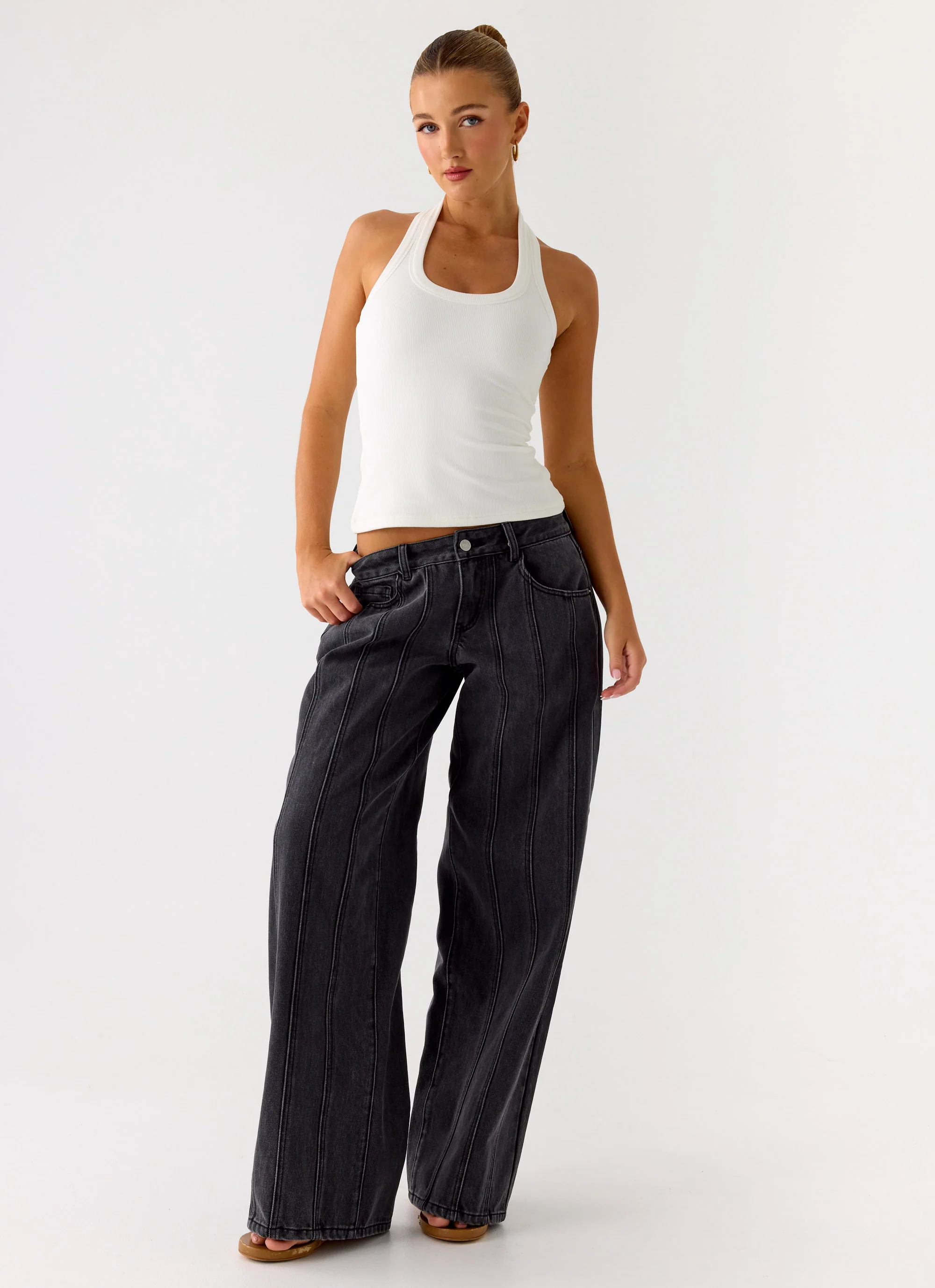 Nauton Ribbed Halter Top - White - Image 5