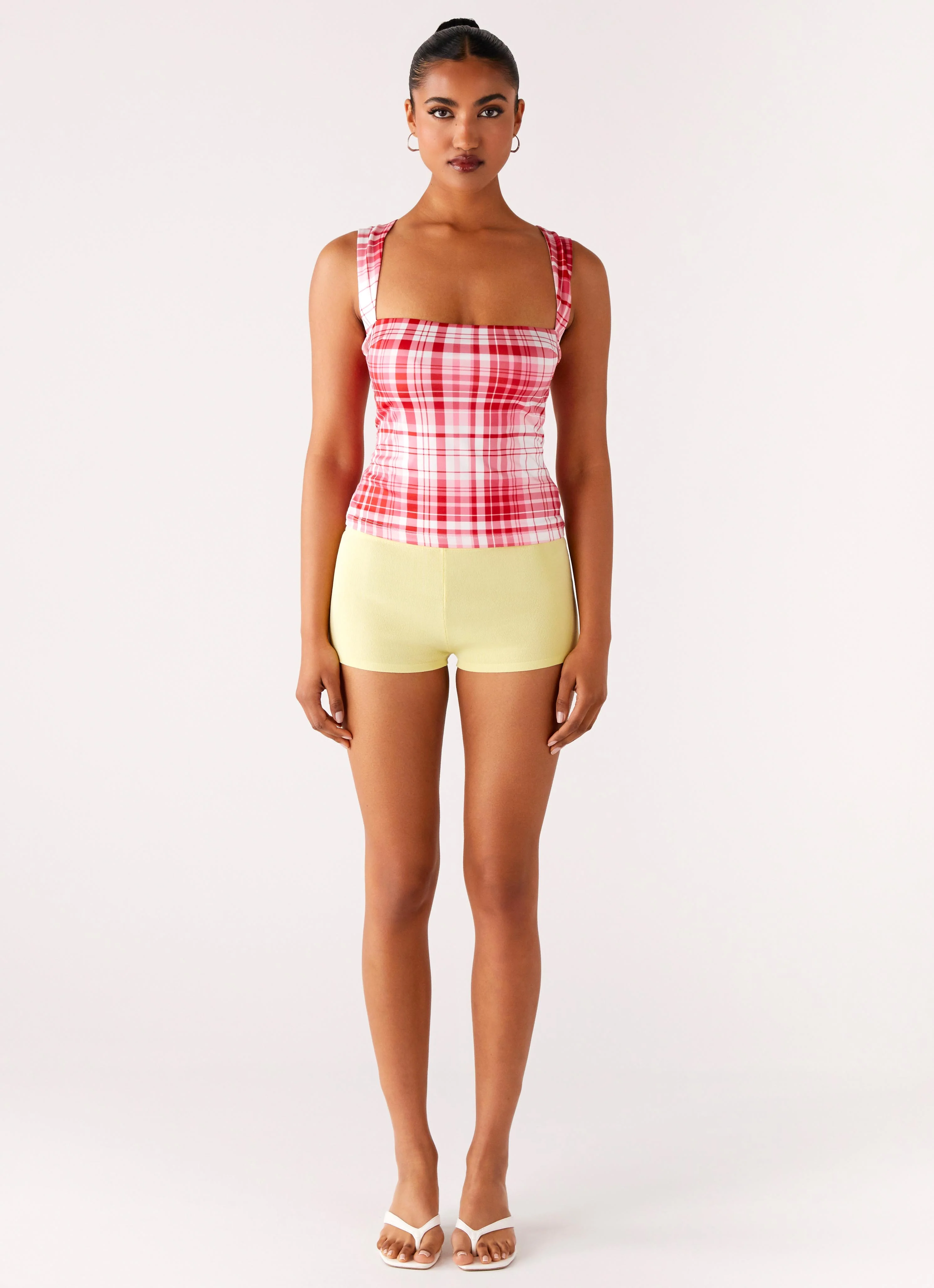 No Drama Strap Top - Pink Check - Image 4
