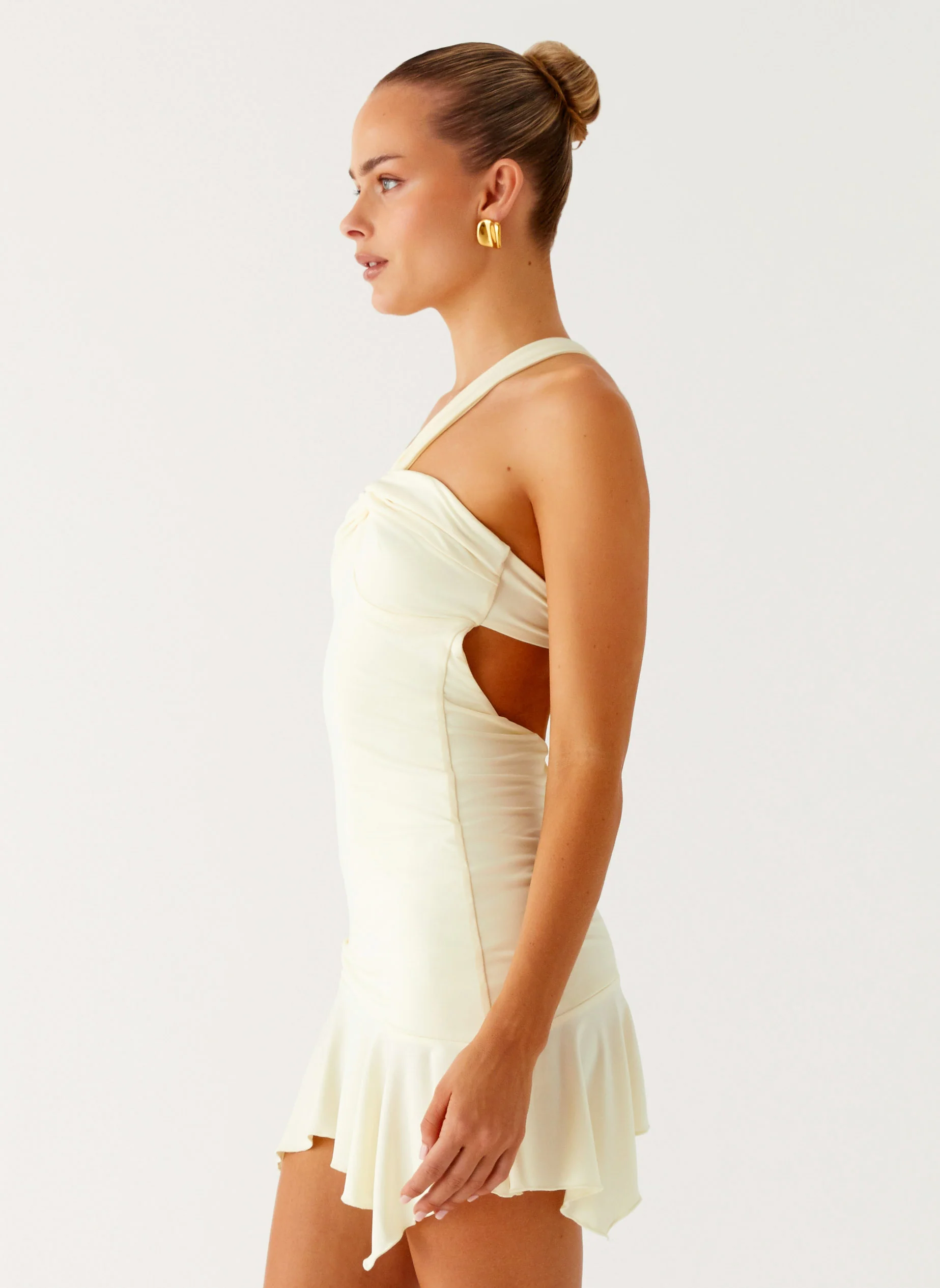 Not Your Fan Cut Out Mini Dress - Yellow - Image 3