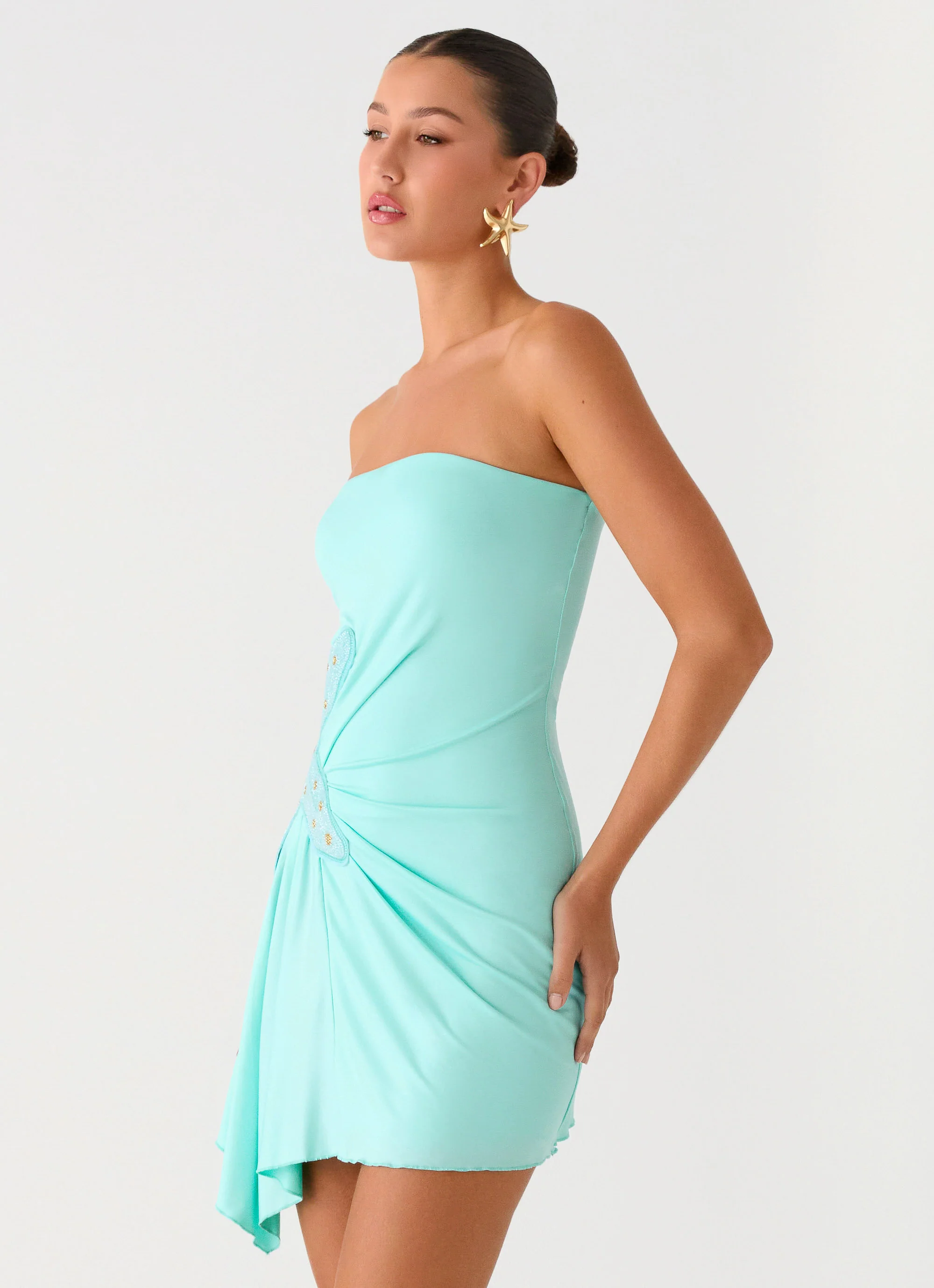Ocean Dream Strapless Mini Dress - Turquoise - Image 2