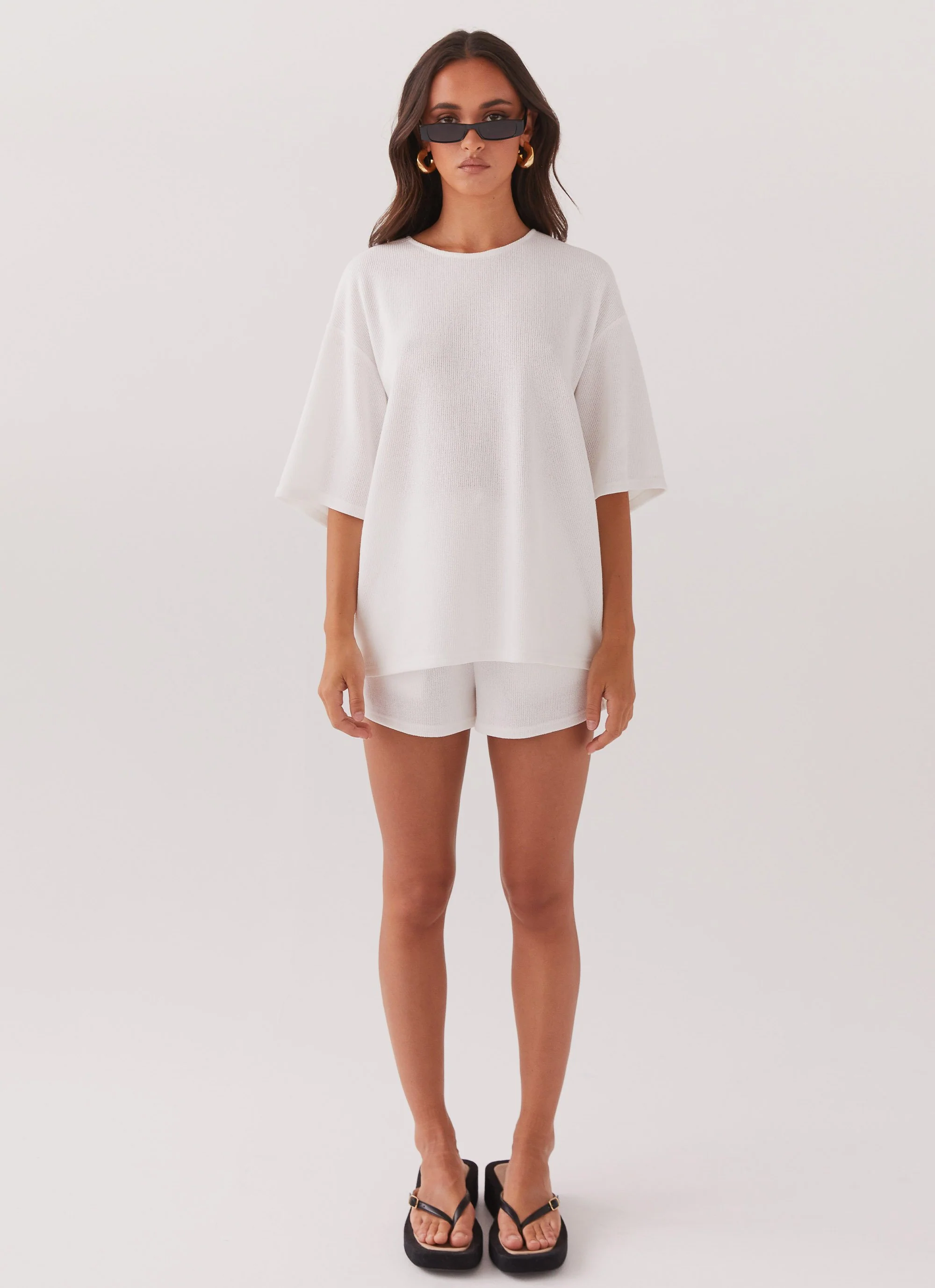 Ocean Waves Oversized Knit Tee - White - Image 2