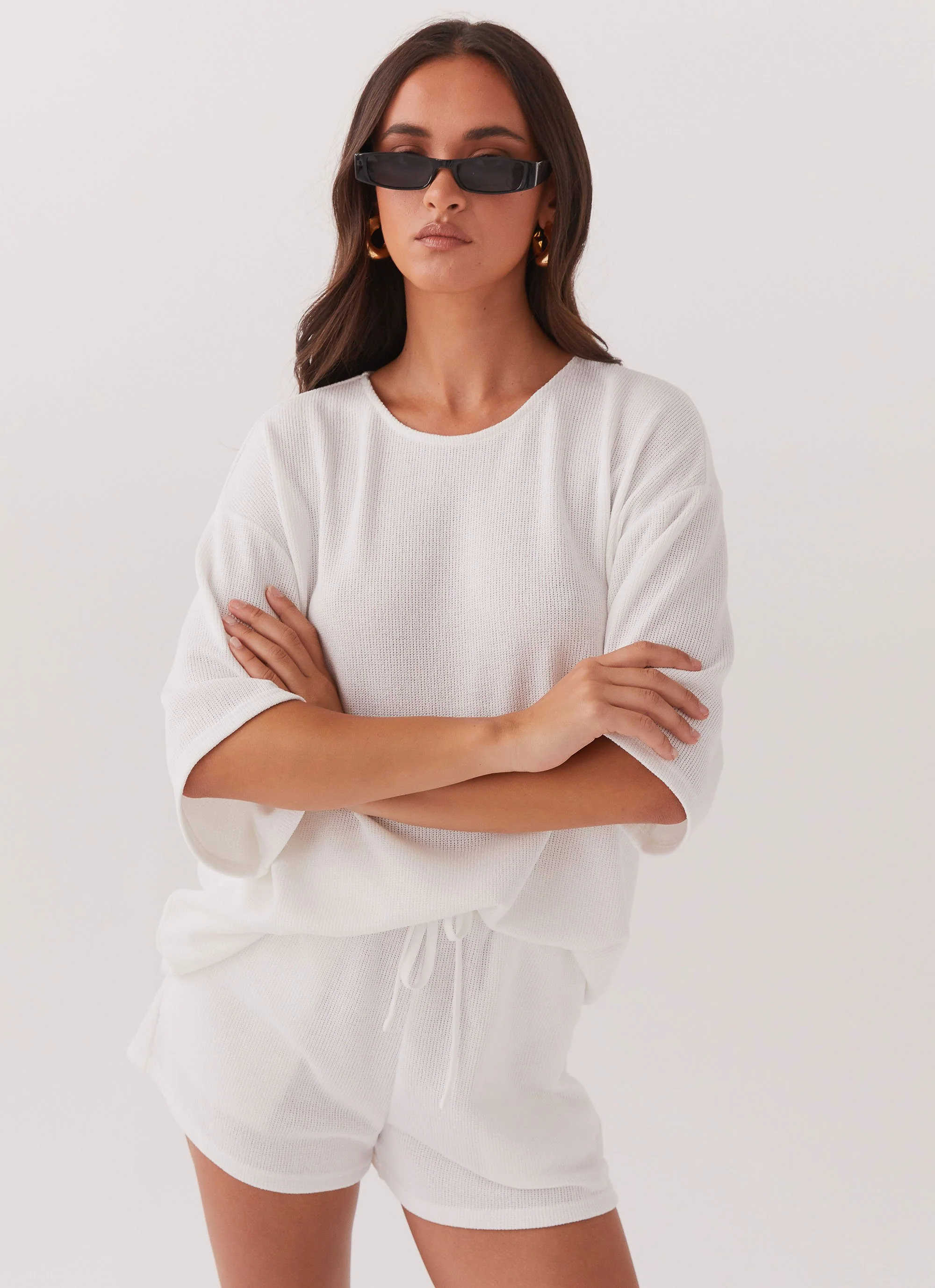 Ocean Waves Oversized Knit Tee - White - Image 6