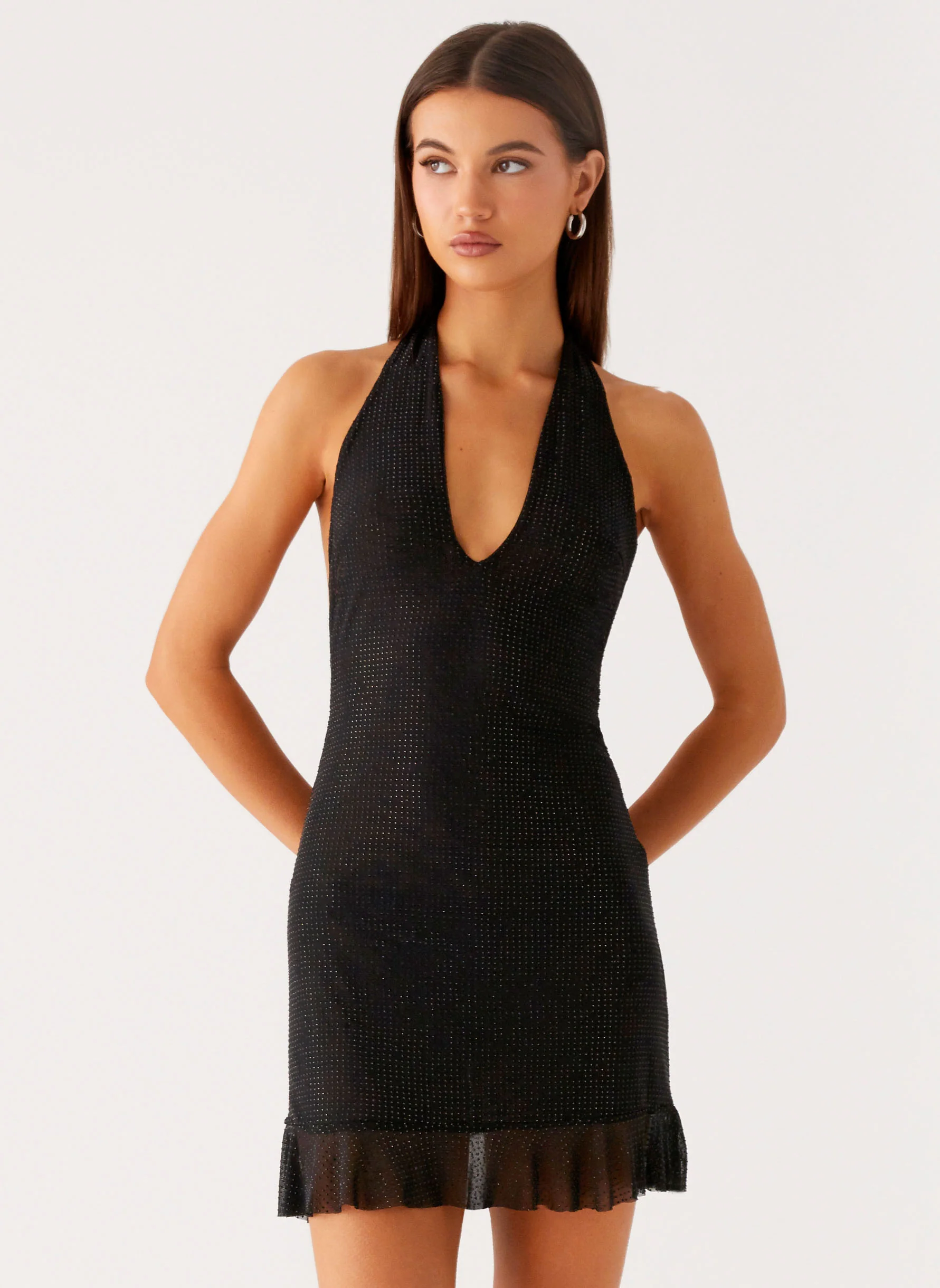 Odrella Sequin Mini Dress - Black - Image 5