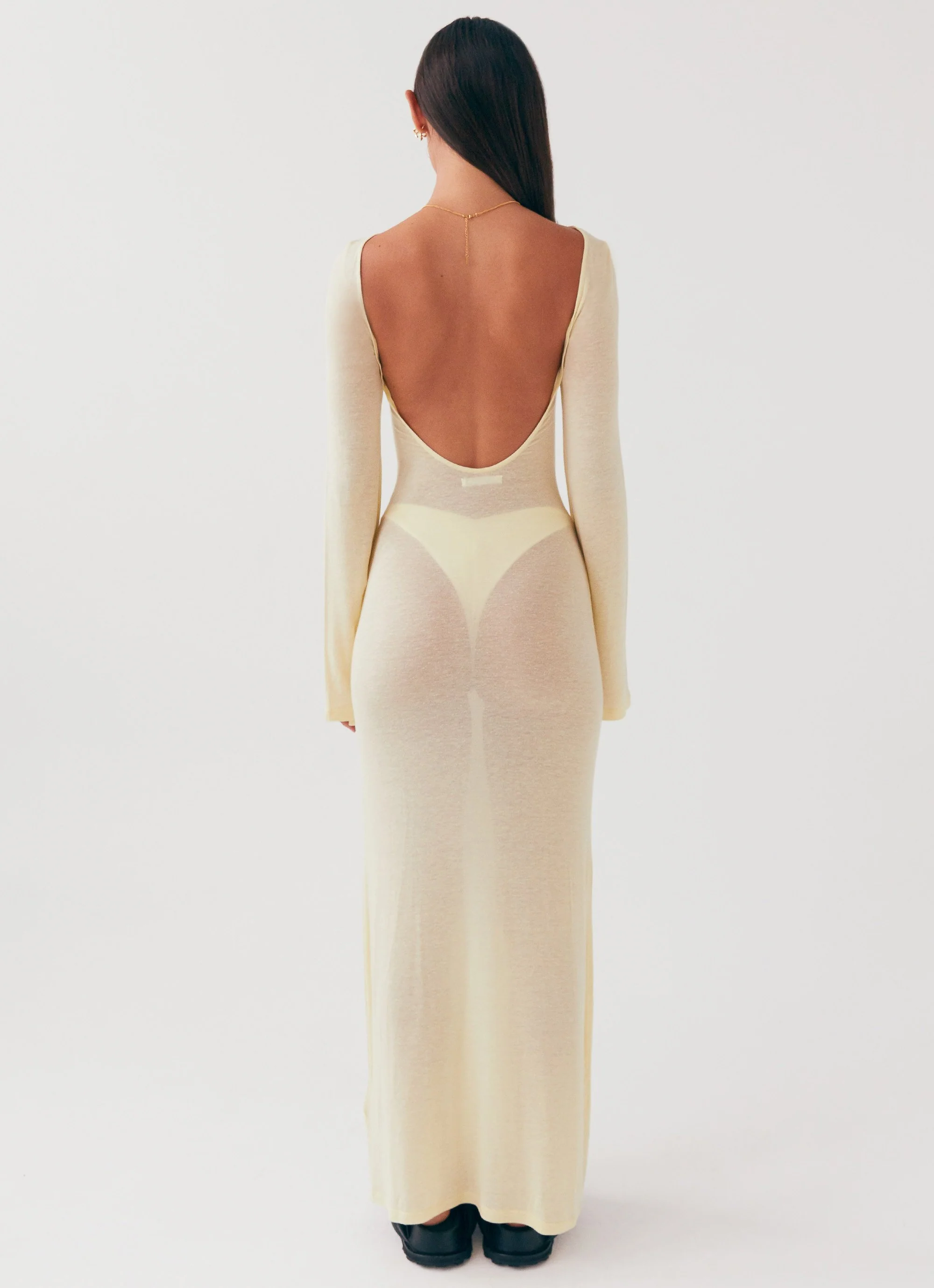 Olivia Long Sleeve Maxi Dress - Lemon - Image 4