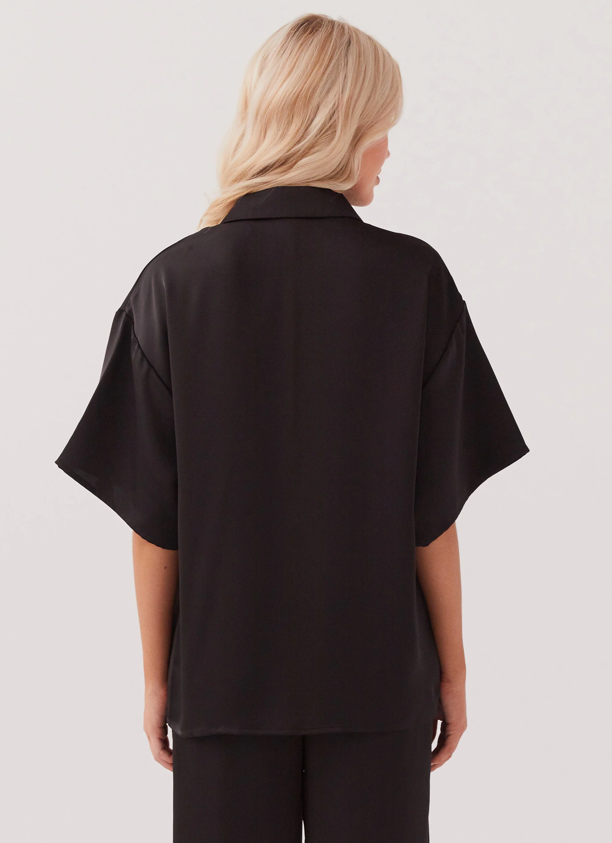 Palm Cove Satin Shirt - Black - Image 5