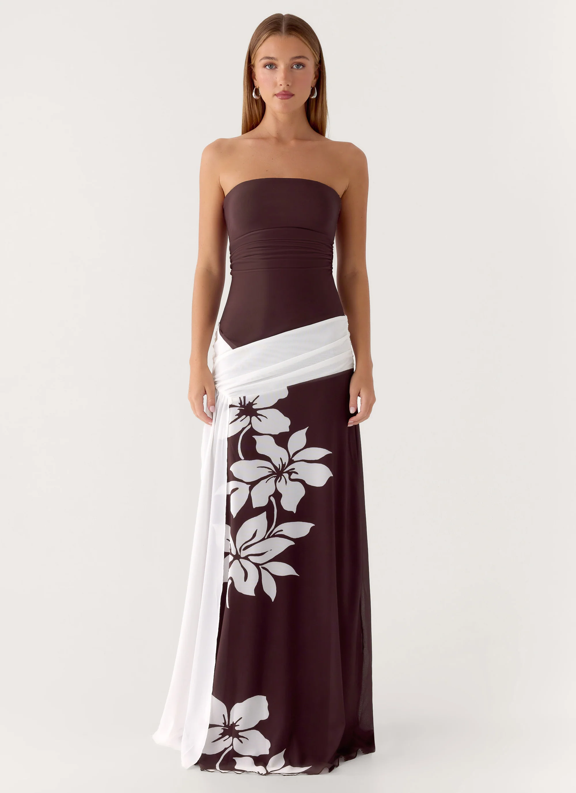 Palomar Strapless Maxi Dress - Chocolate Tropic Floral - Image 5