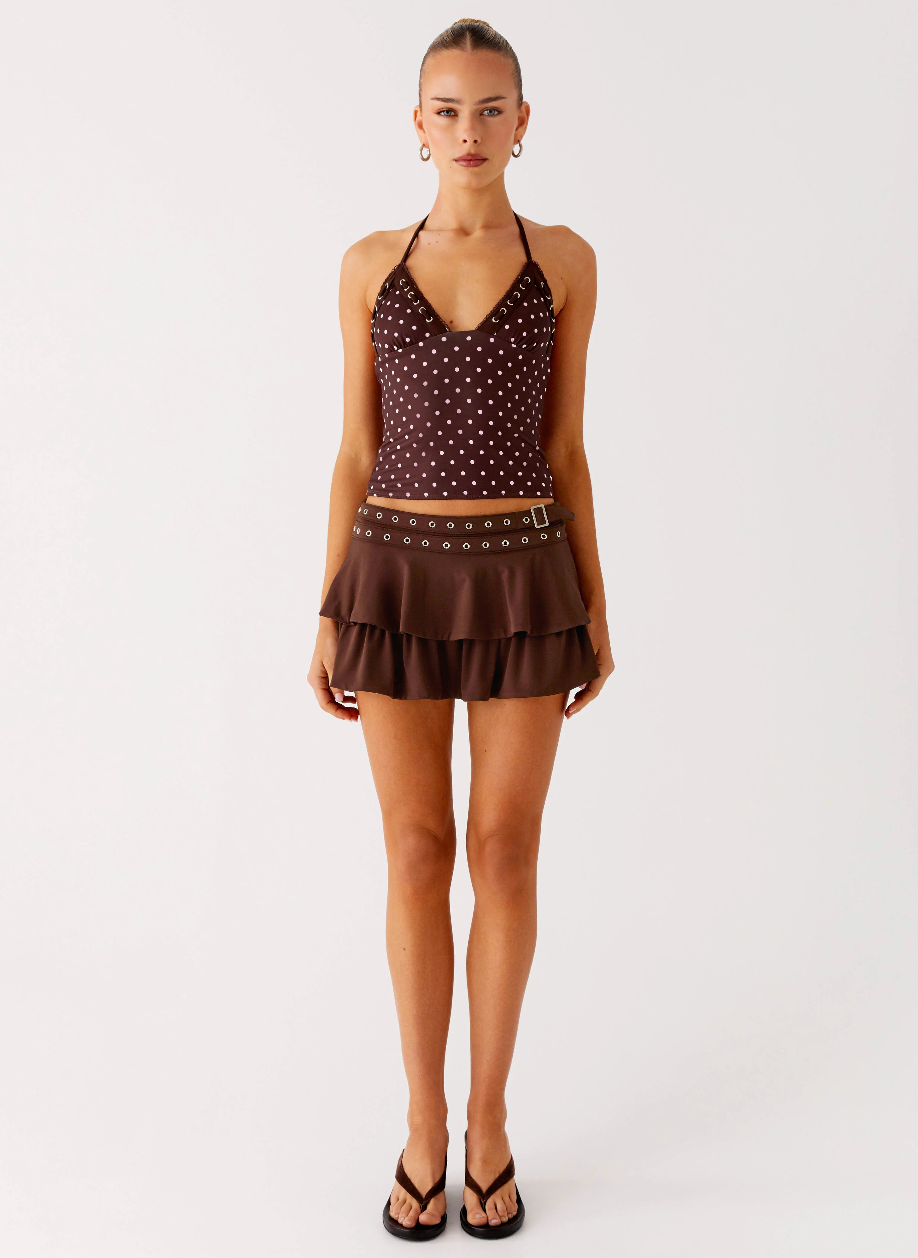 Prologue Belt Mini Skort - Chocolate - Image 2