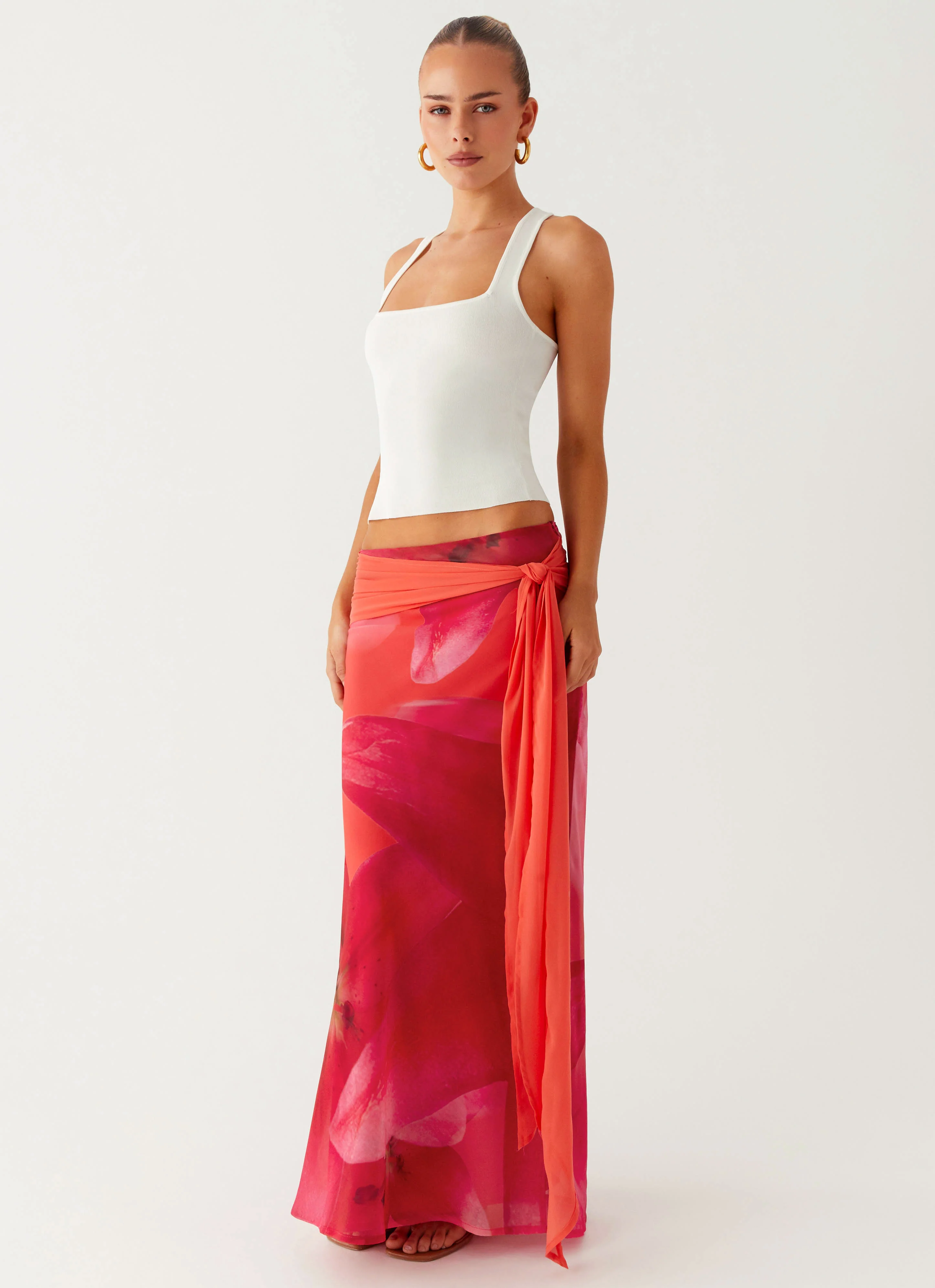 Raya Maxi Skirt - Peach Watermelon Flower - Image 6