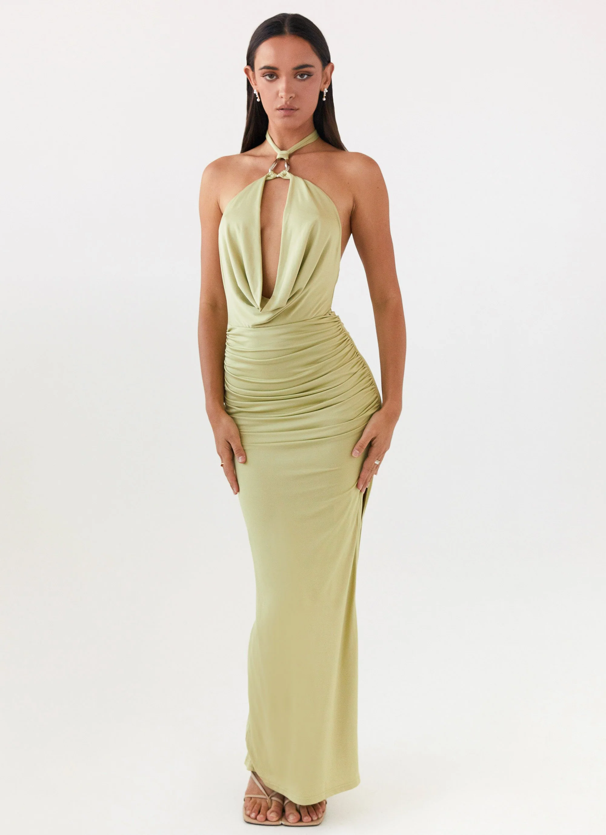 Samara Halterneck Maxi Dress - Sage - Image 5