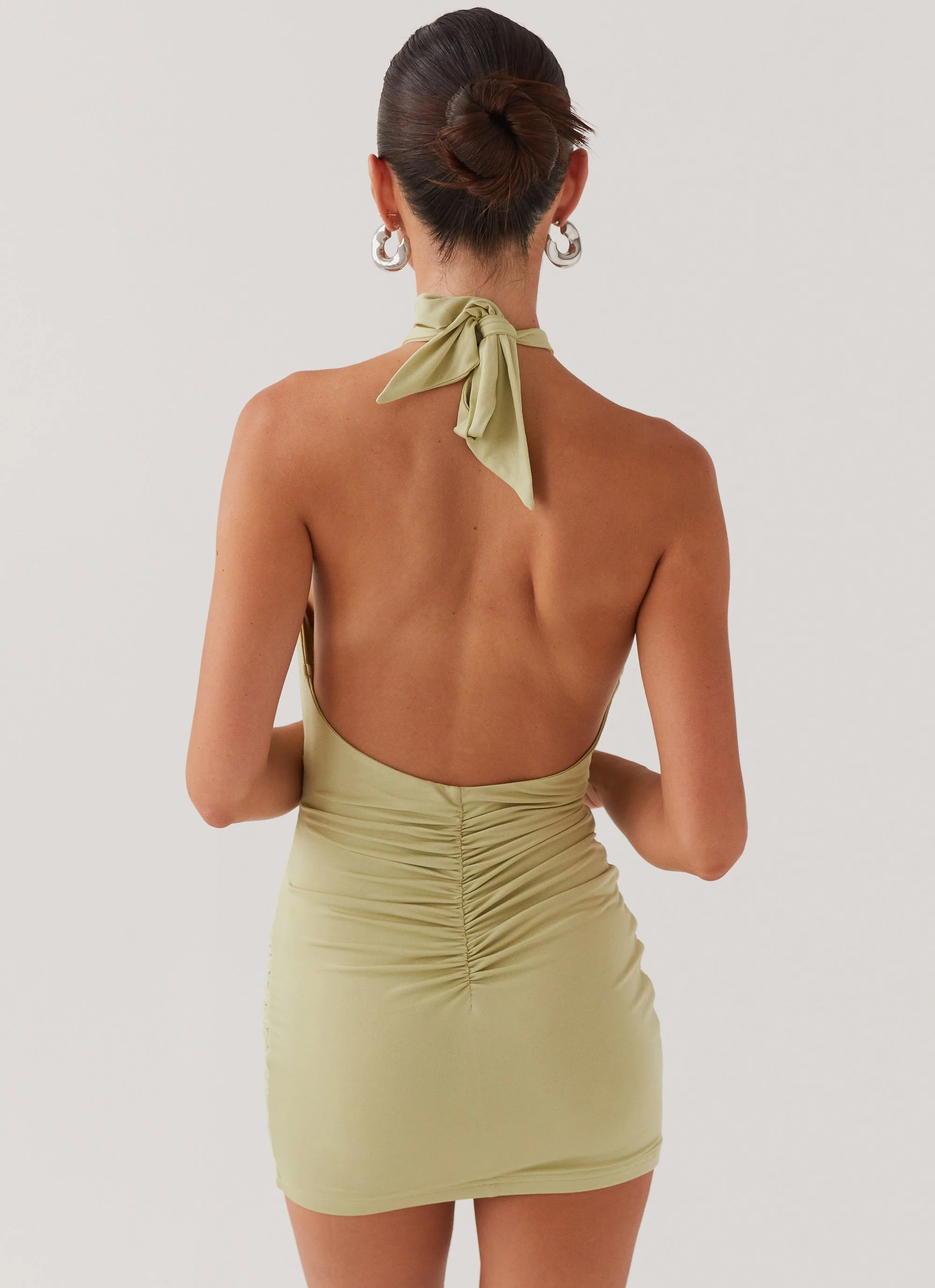 Samara Halterneck Mini Dress - Sage - Image 2