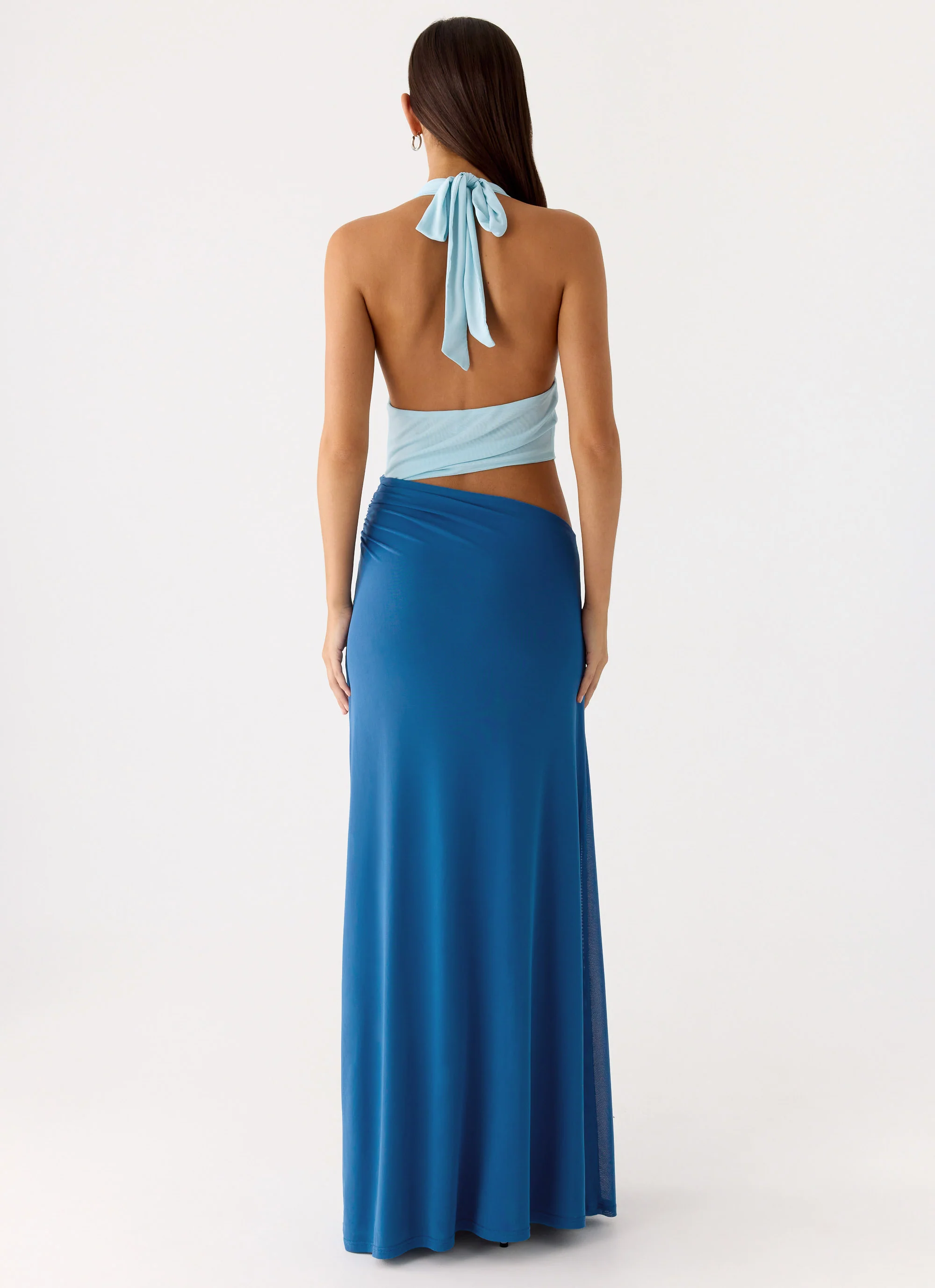 Saresther Halter Neck Maxi Dress - Blue - Image 3