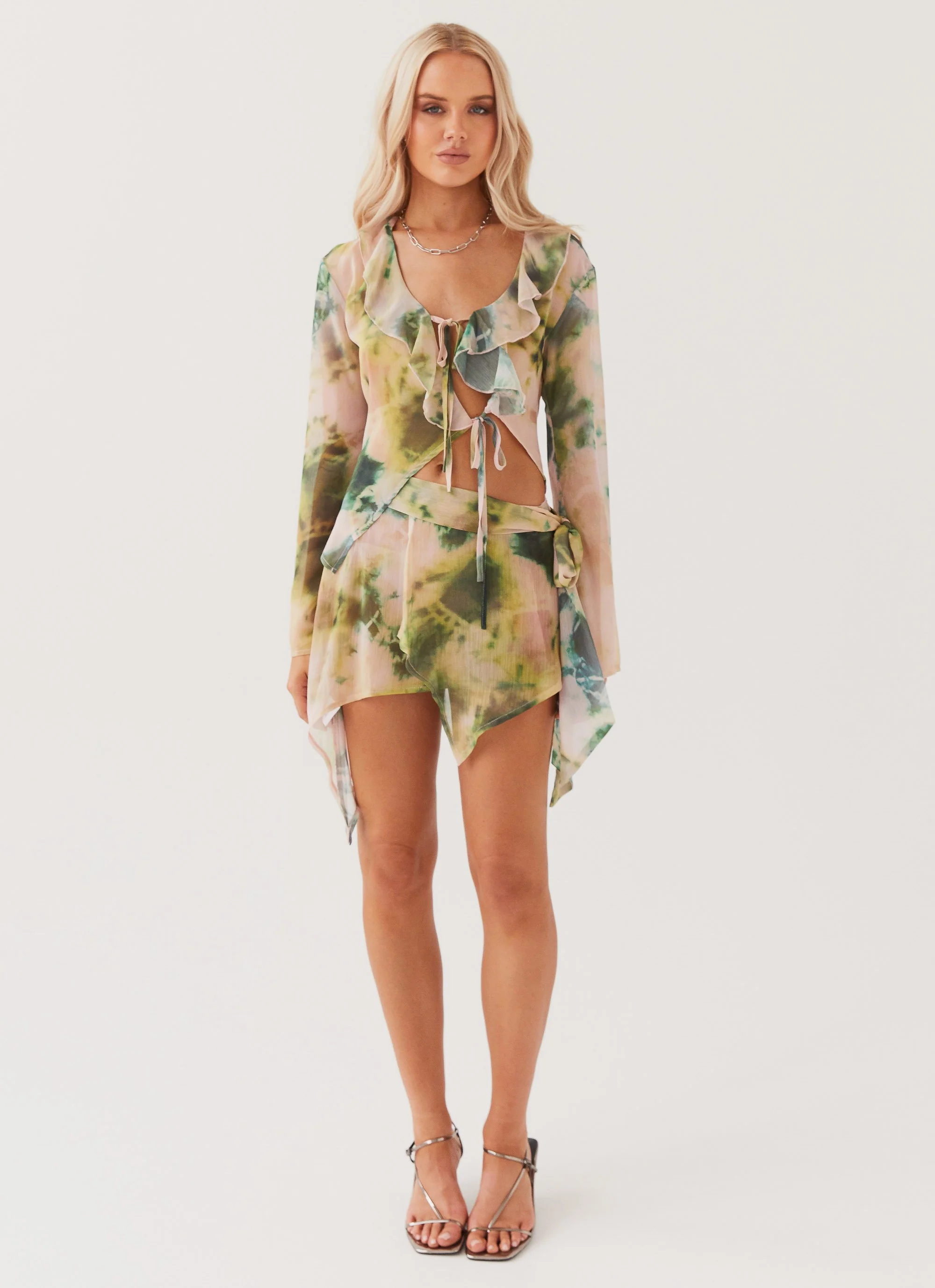 Sariah Tie Long Sleeve Top - Rainforest - Image 2