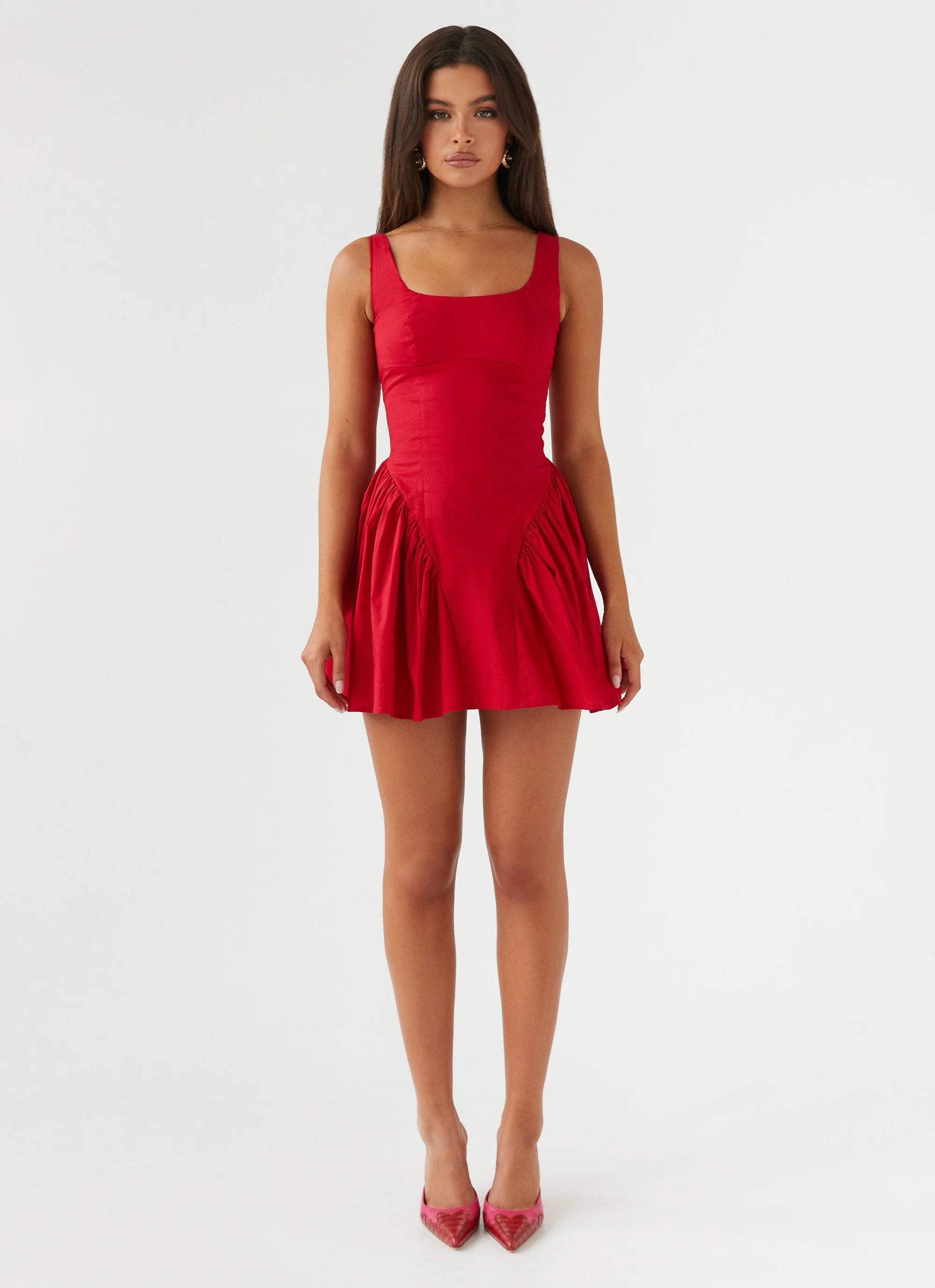 Sassy Soiree Corset Mini Dress - Red - Image 2
