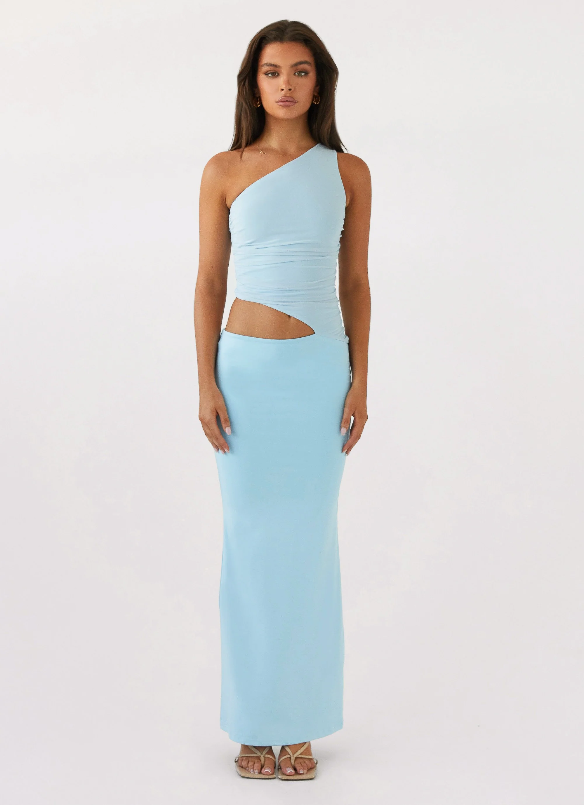 Seranella One Shoulder Maxi Dress - Sky Blue - Image 2