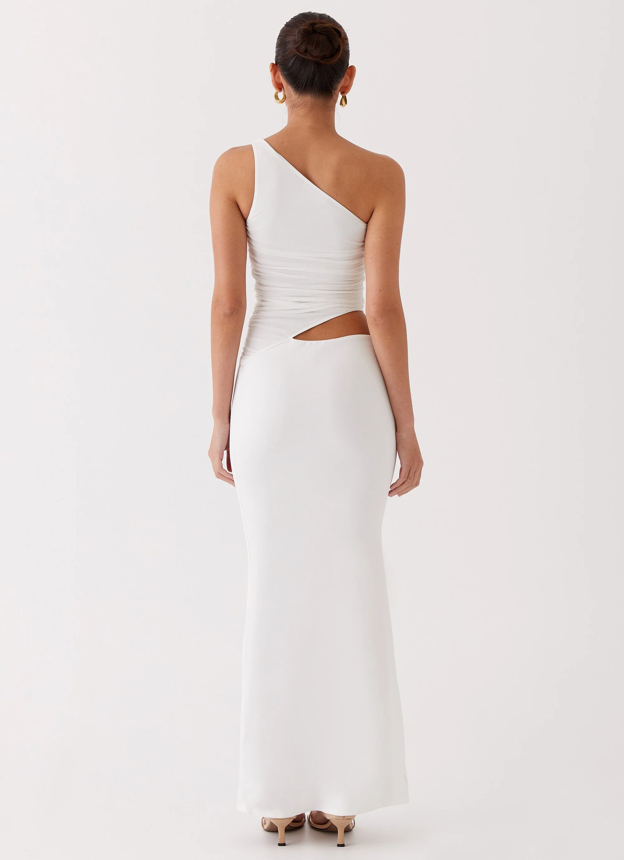 Seranella One Shoulder Maxi Dress - White - Image 3