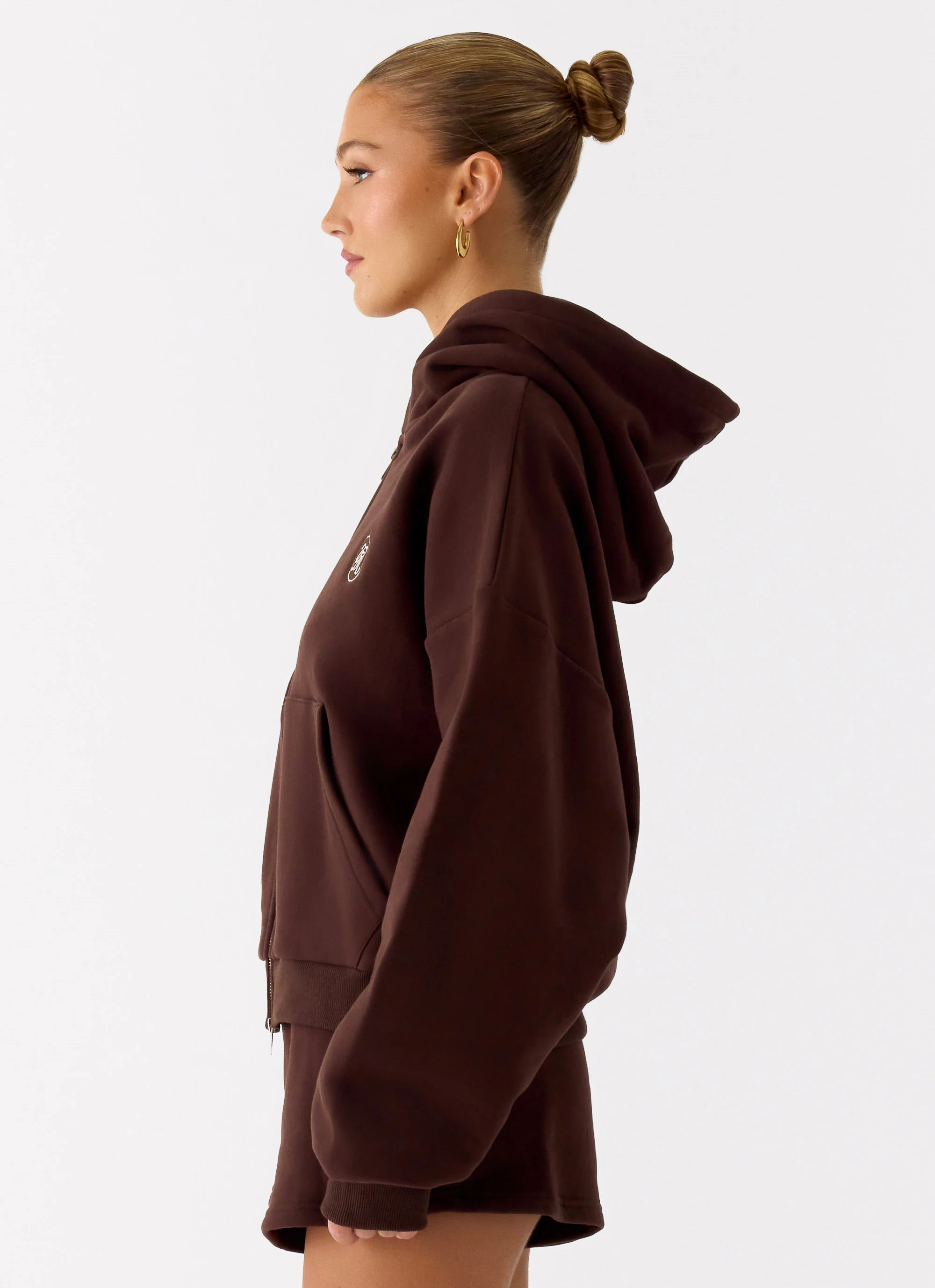Signature Double Zip Up Hoodie - Chocolate - Image 3