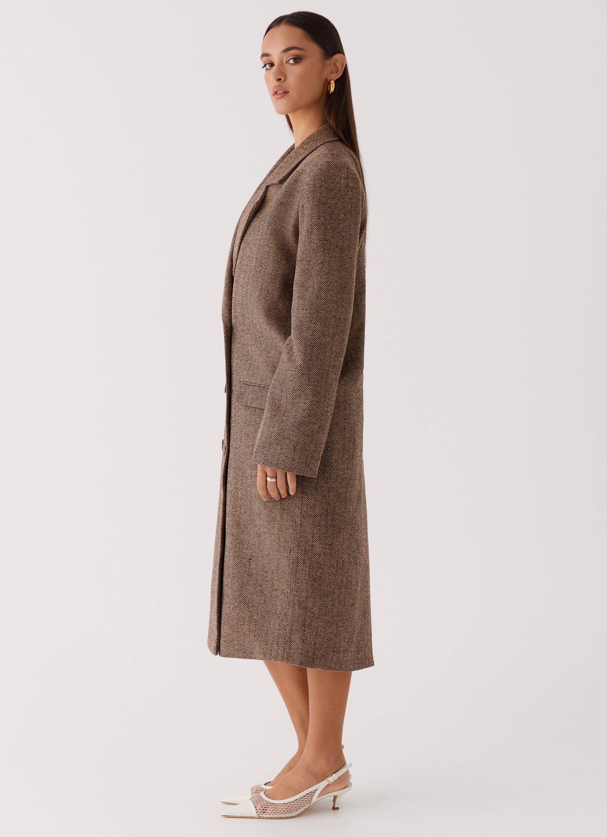 Since Way Back Longline Coat - Brown - Image 5