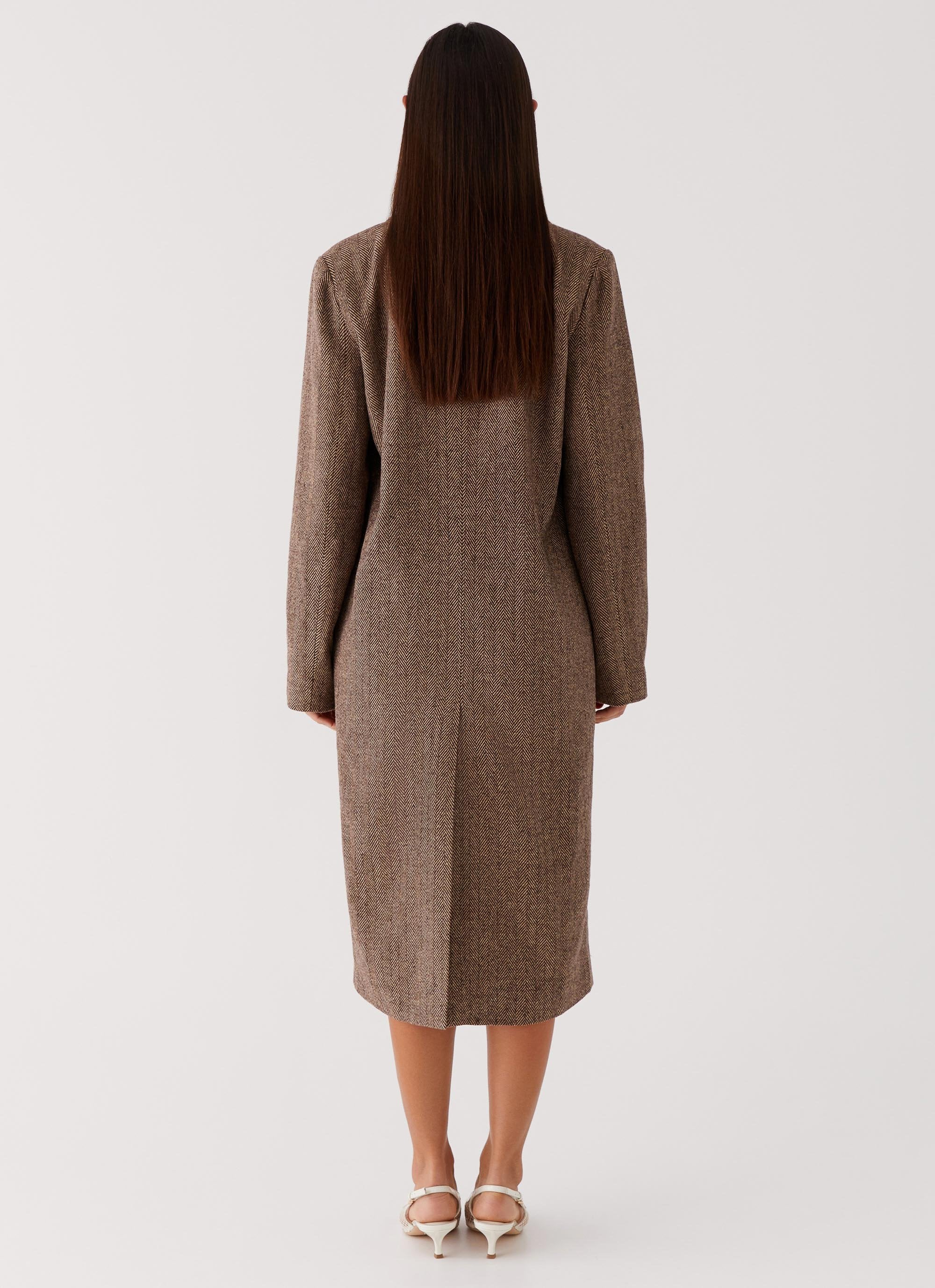 Since Way Back Longline Coat - Brown - Image 6