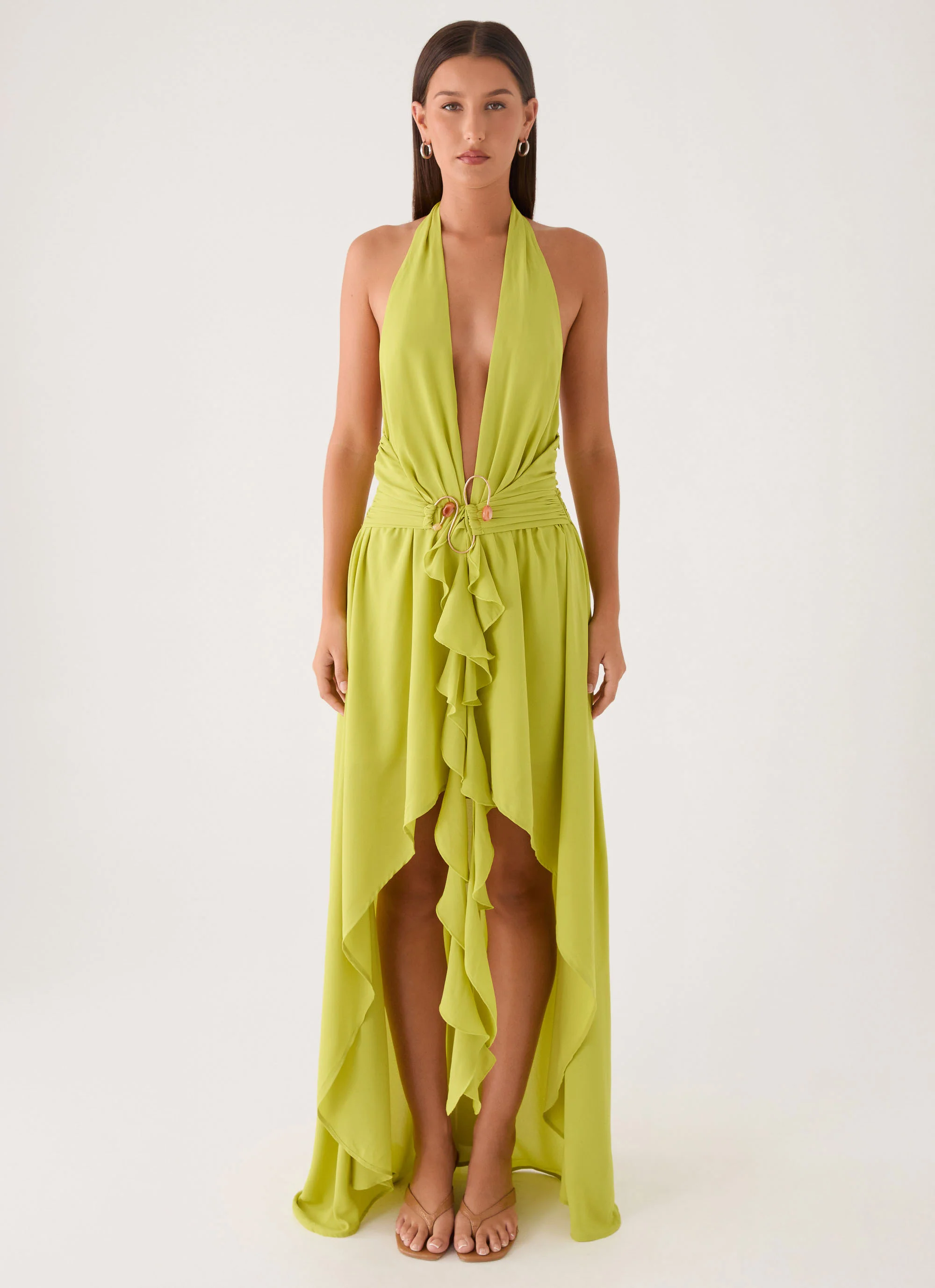 Sinead Halter Maxi Dress - Lime - Image 10
