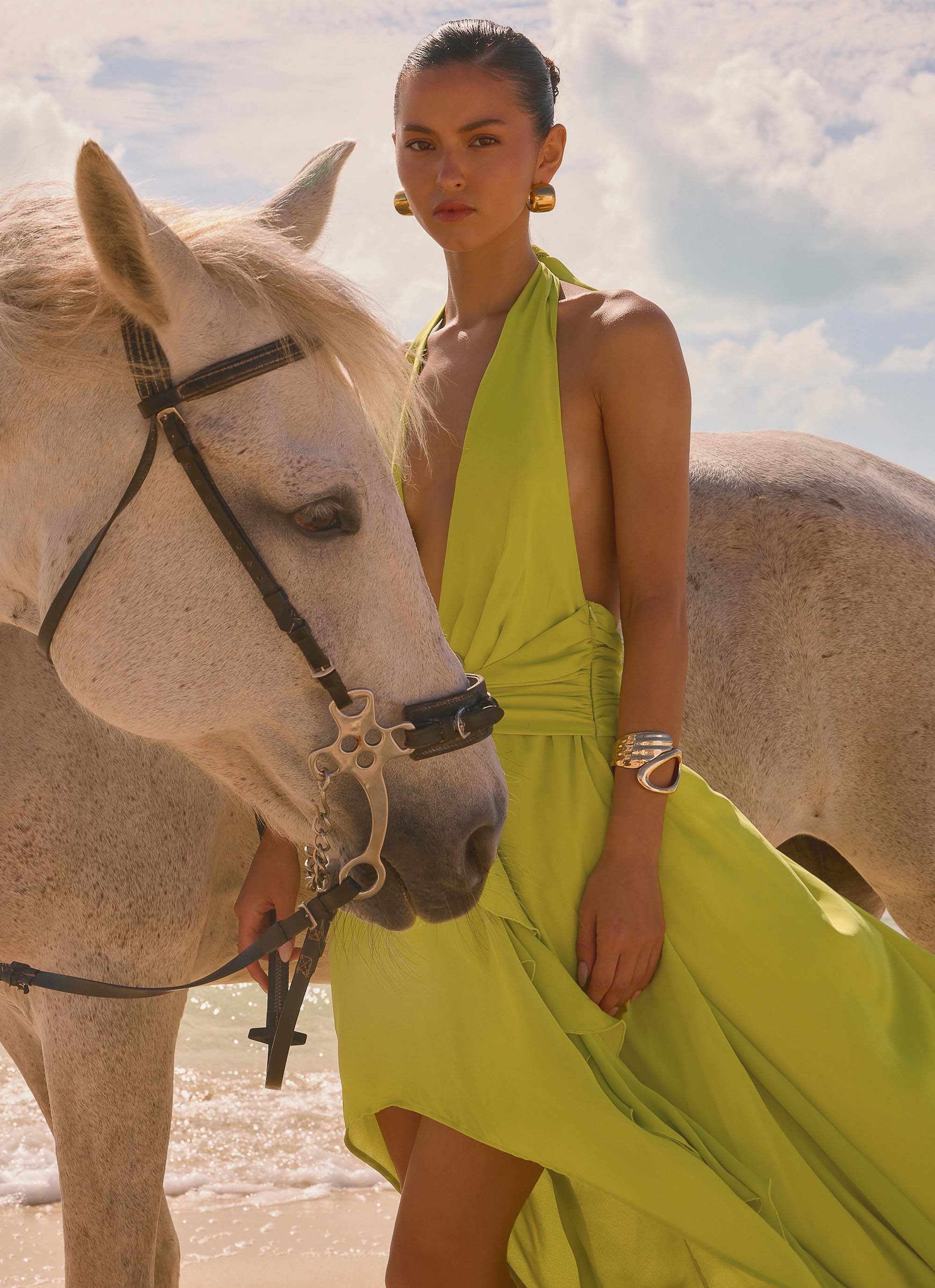 Sinead Halter Maxi Dress - Lime - Image 3