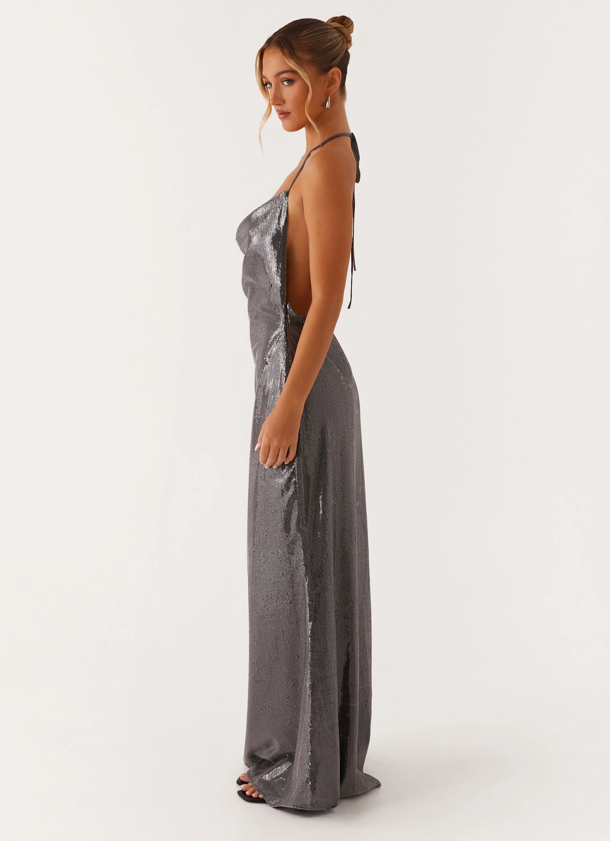 Sleek Love Sequin Maxi Dress - Silver Sequin - Image 4
