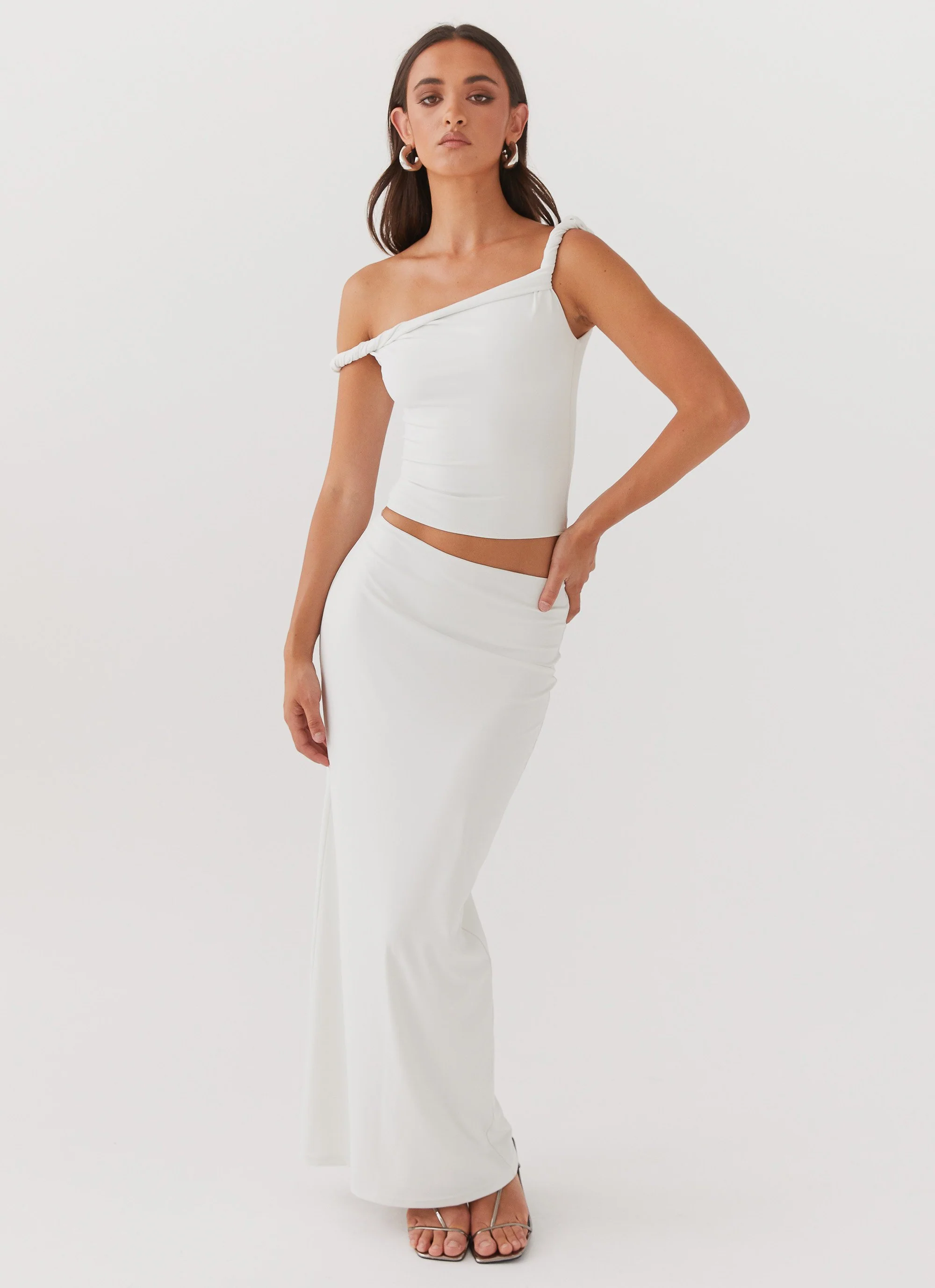 Solace Soul Twist Shoulder Top - Ivory - Image 2