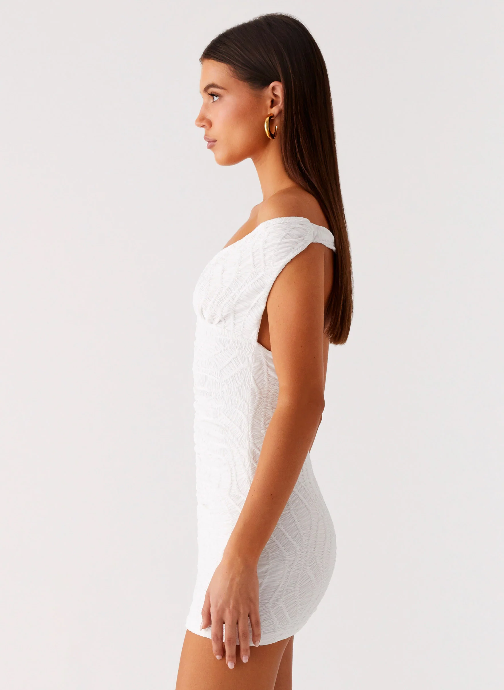 Takoda Off Shoulder Mini Dress - White - Image 4