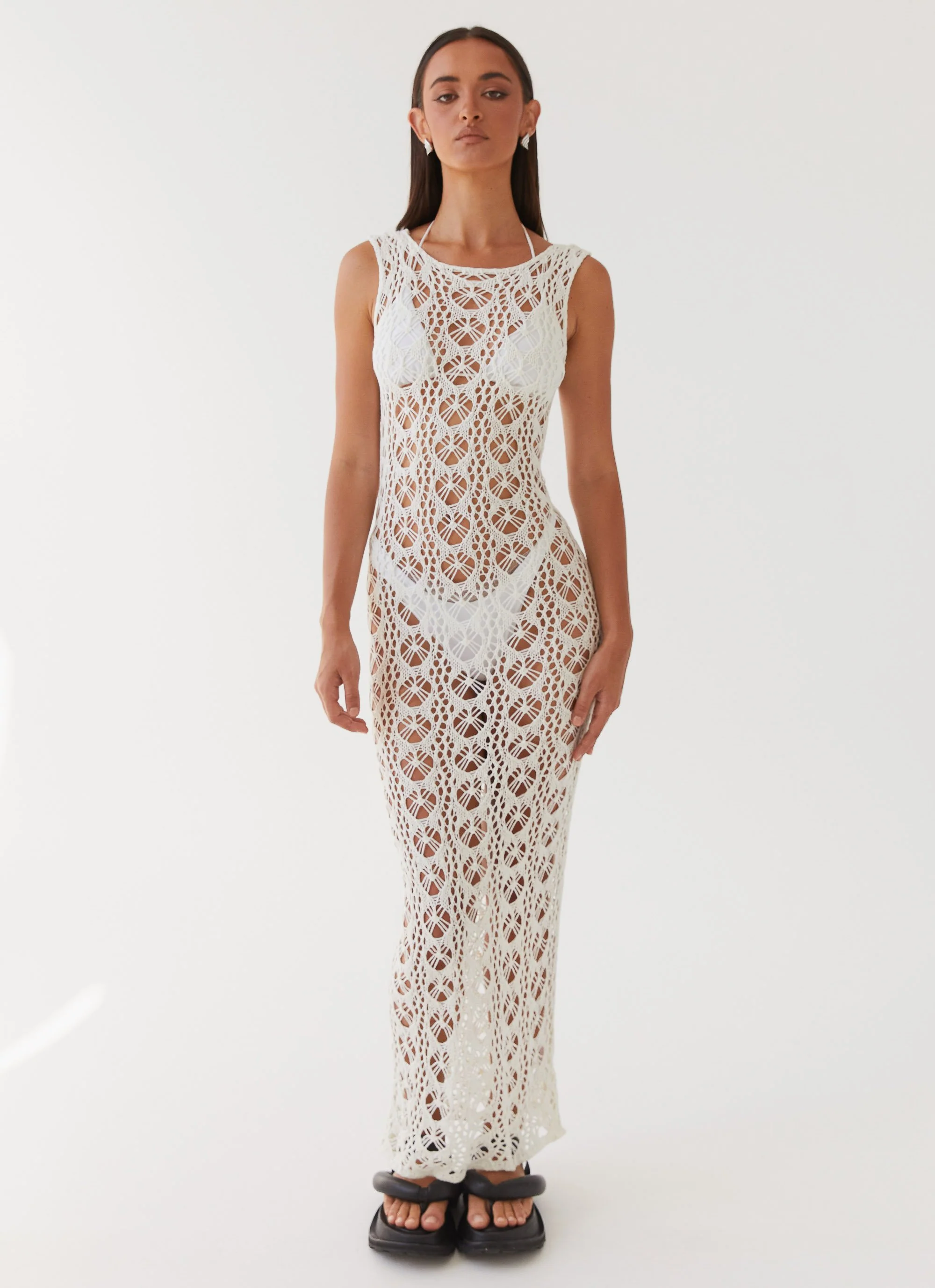 Tarlisa Crochet Maxi Dress - Cream - Image 3