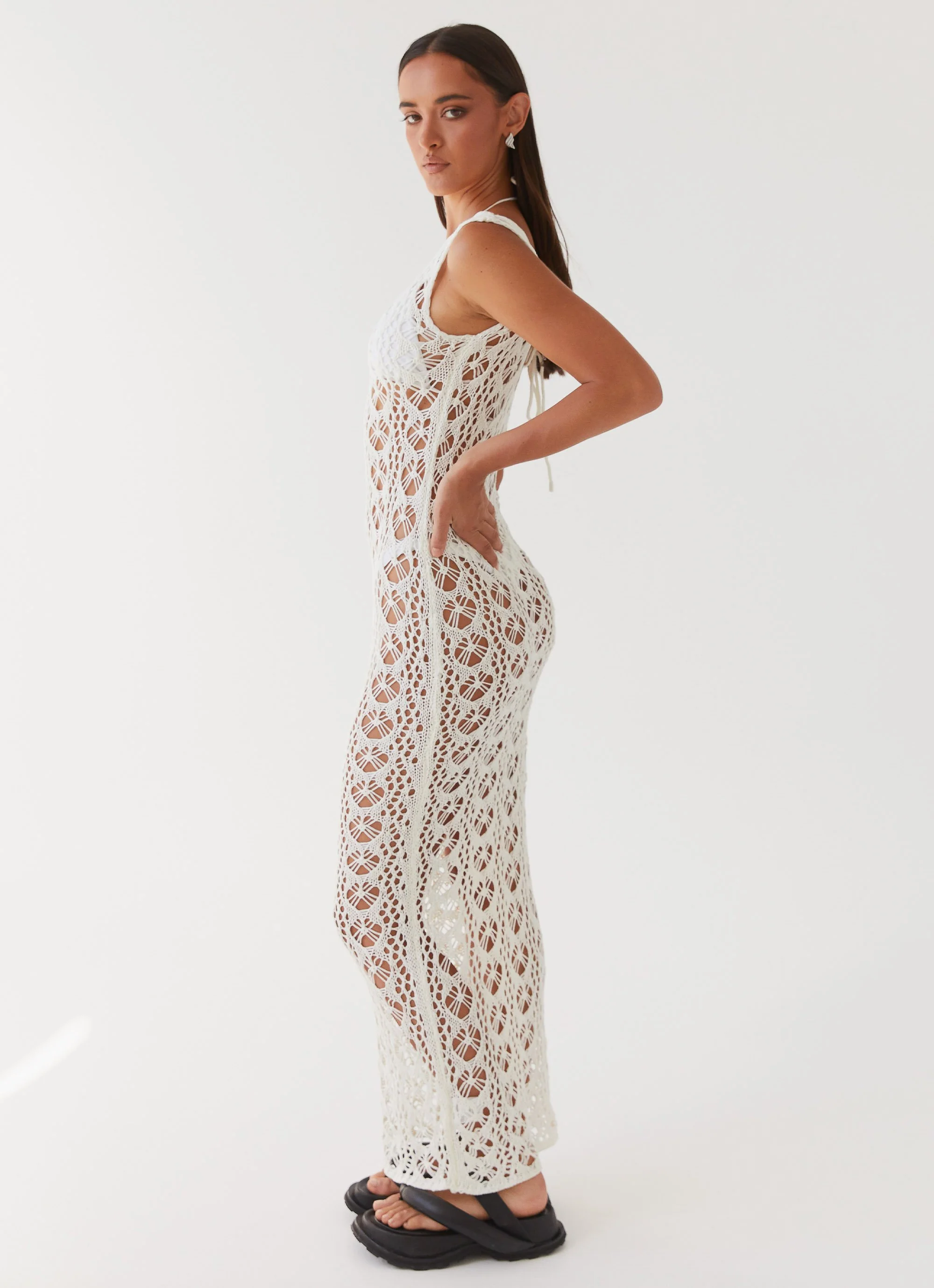 Tarlisa Crochet Maxi Dress - Cream - Image 4
