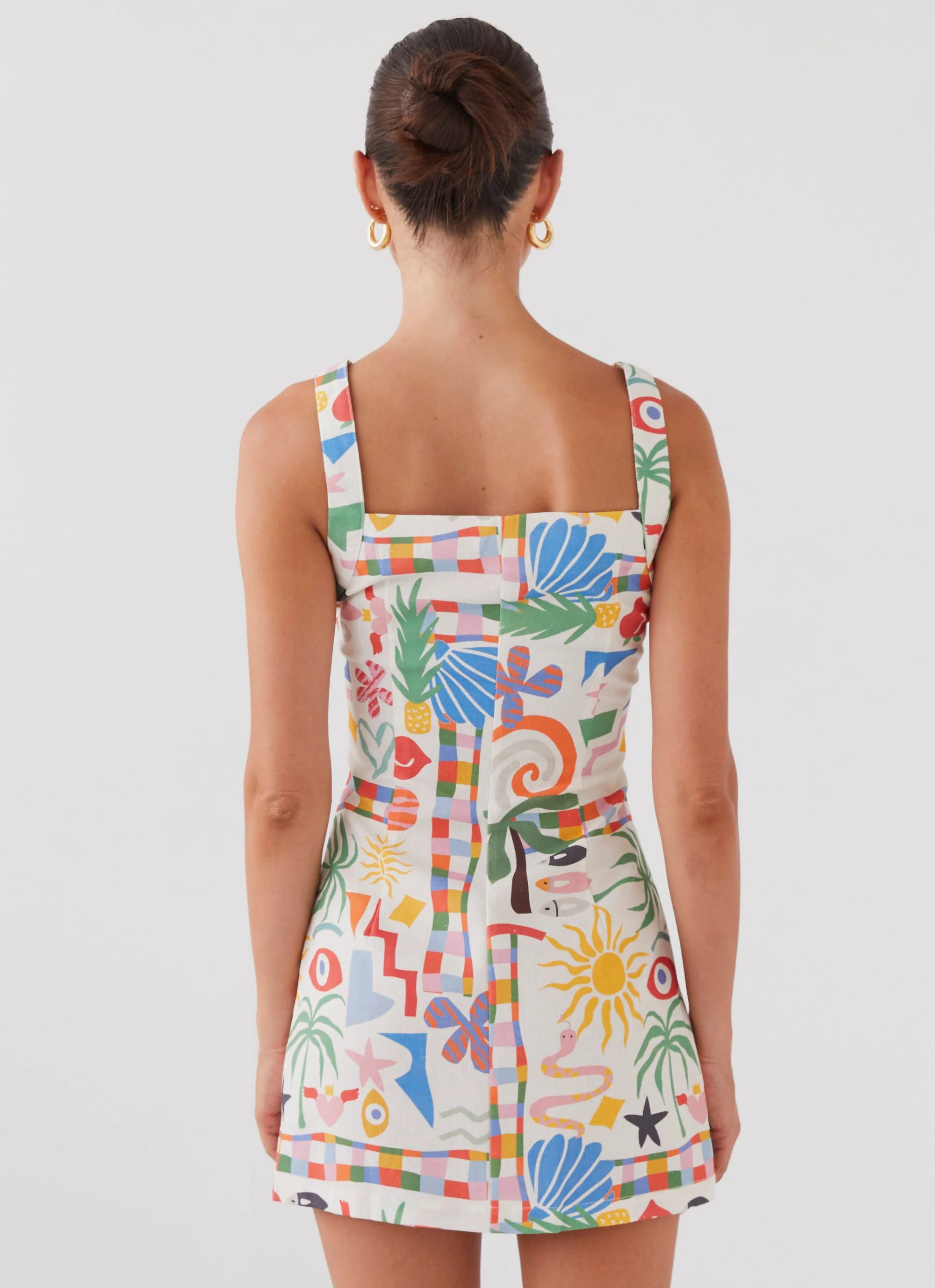 Tori Linen Mini Dress - Summer Palm - Image 4