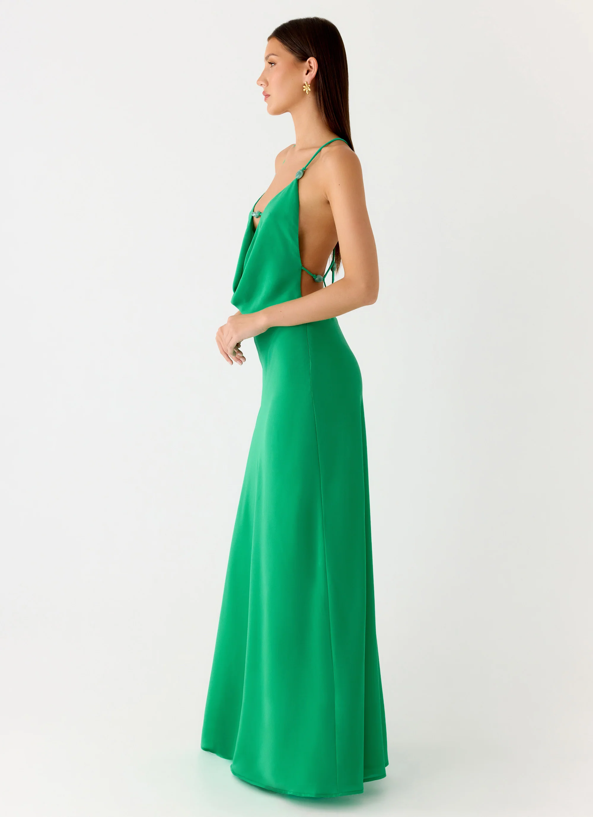 Tropic Muse Beaded Cowl Maxi Dress - Green - Image 6
