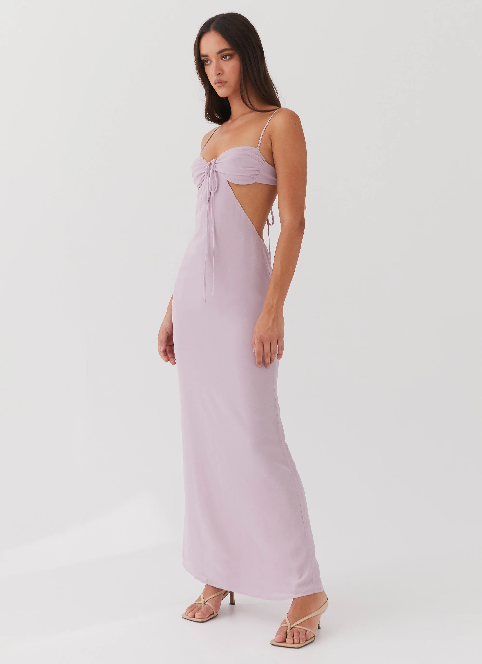 Tyra Ruched Maxi Dress - Lavender - Image 4