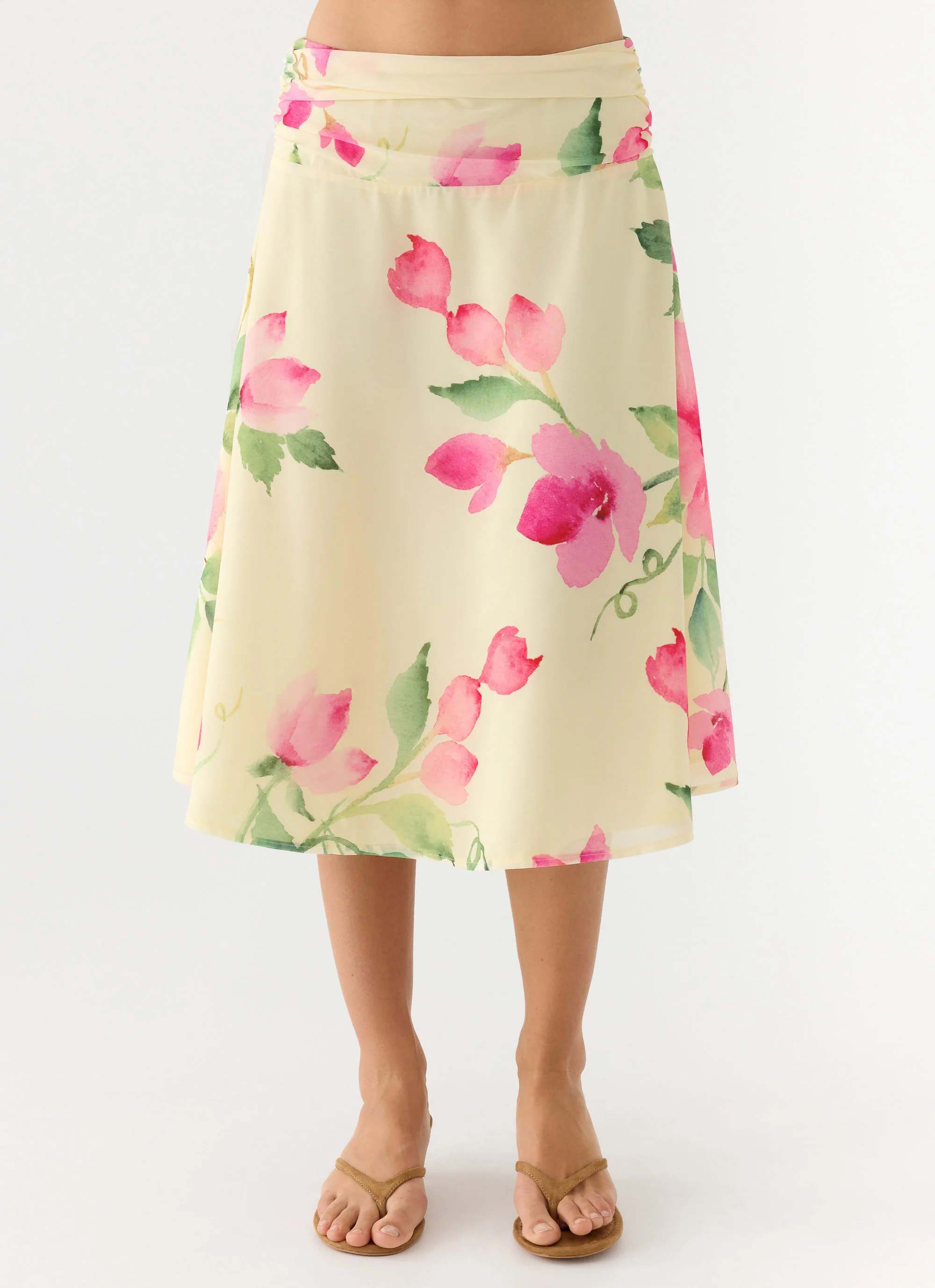 Valley Midi Skirt - Lemon Soleil - Image 2