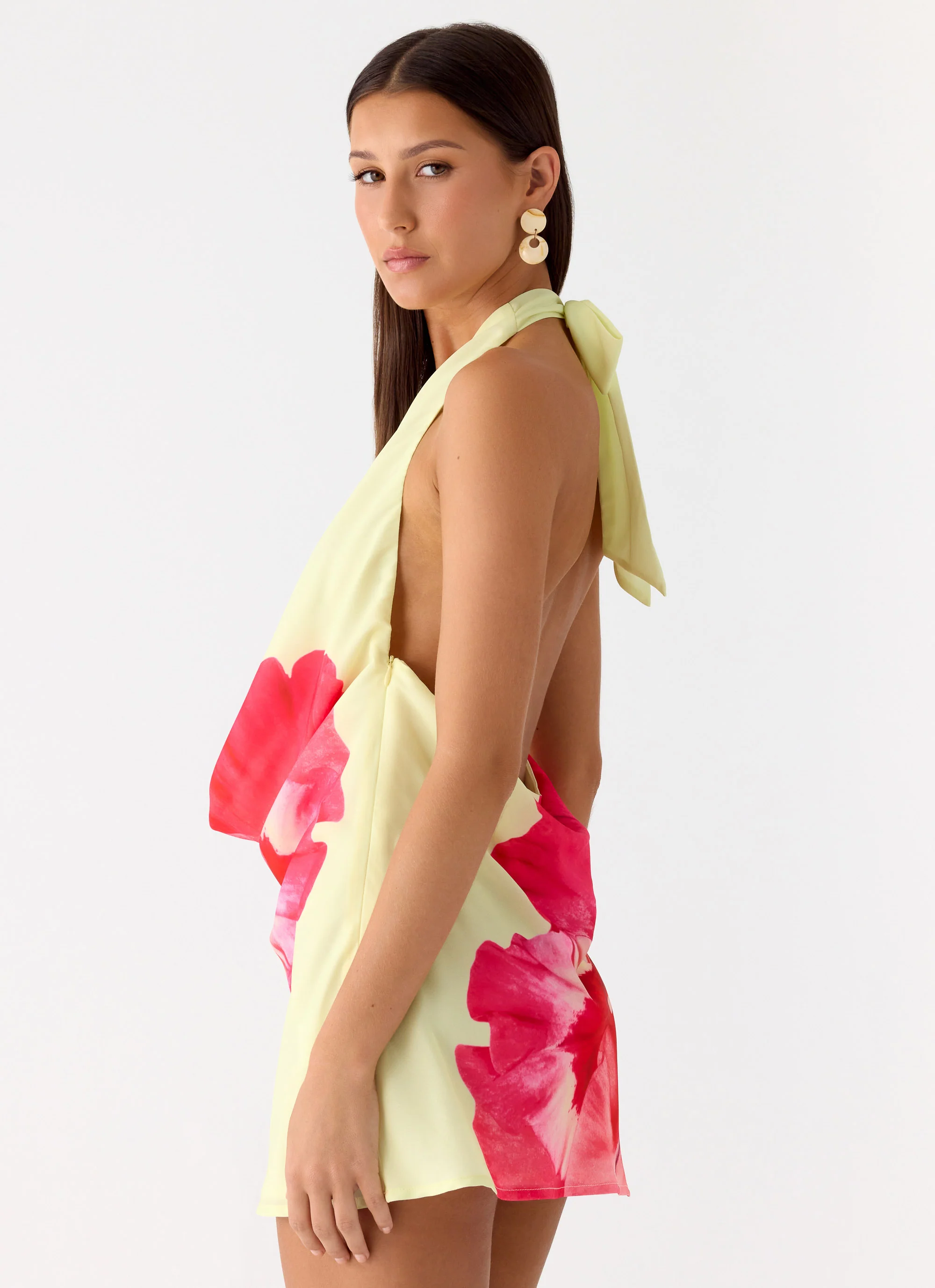 Varindra Cowl Mini Dress - Yellow Floral Spritz - Image 5