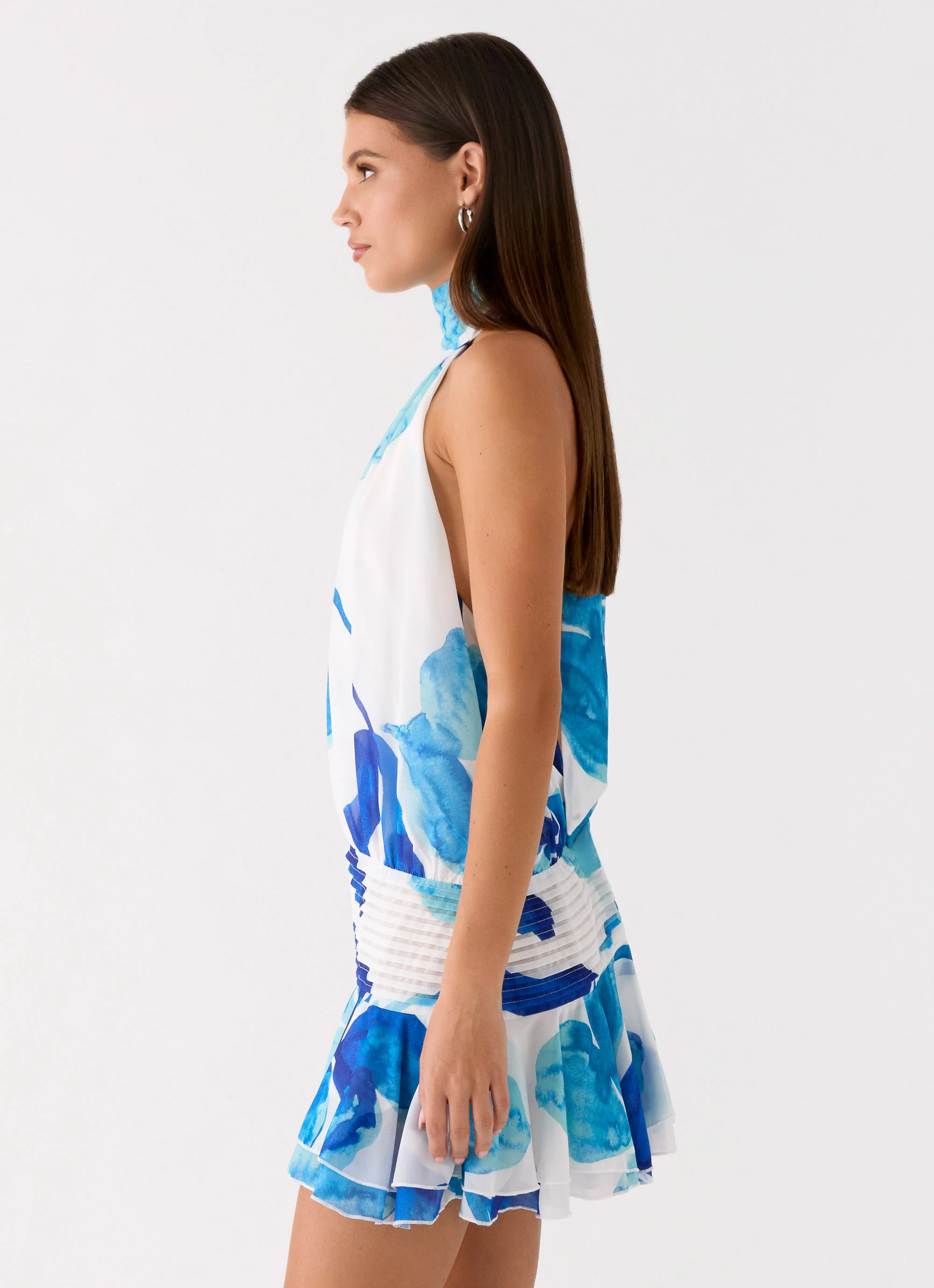 Willow Chiffon Mini Dress - Cerulean Bloom - Image 2
