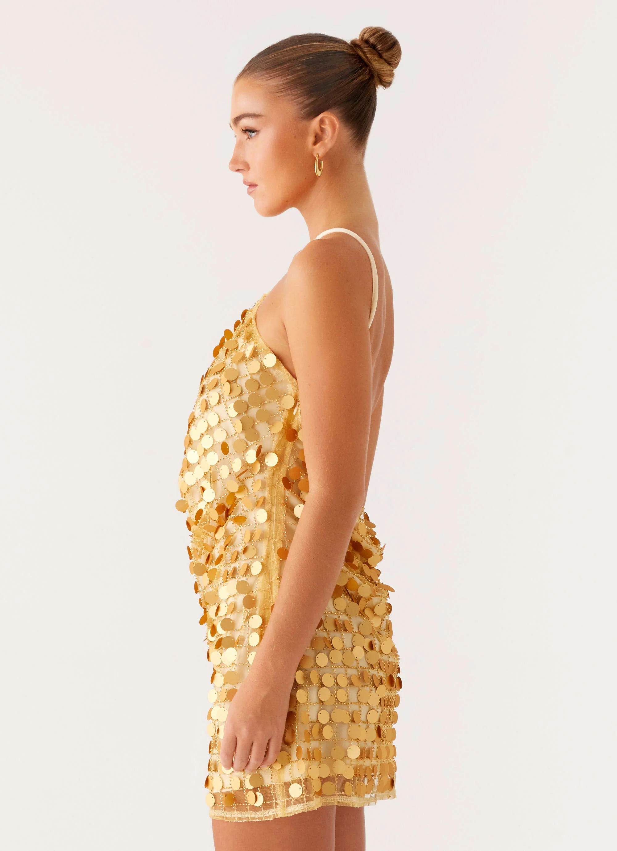 Xander Sequin Mini Dress - Gold - Image 3