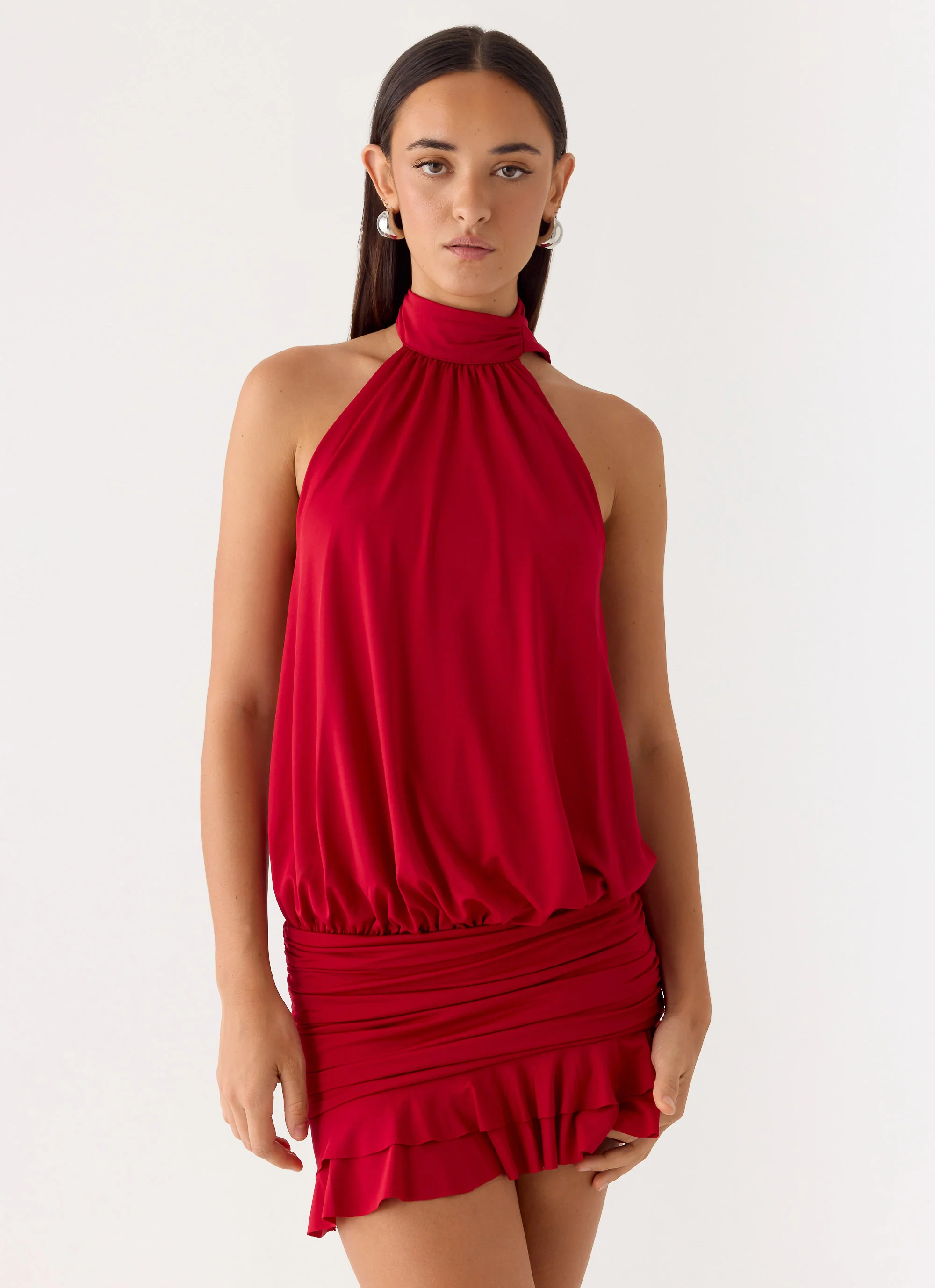Yelena Backless Mini Dress - Deep Red - Image 6