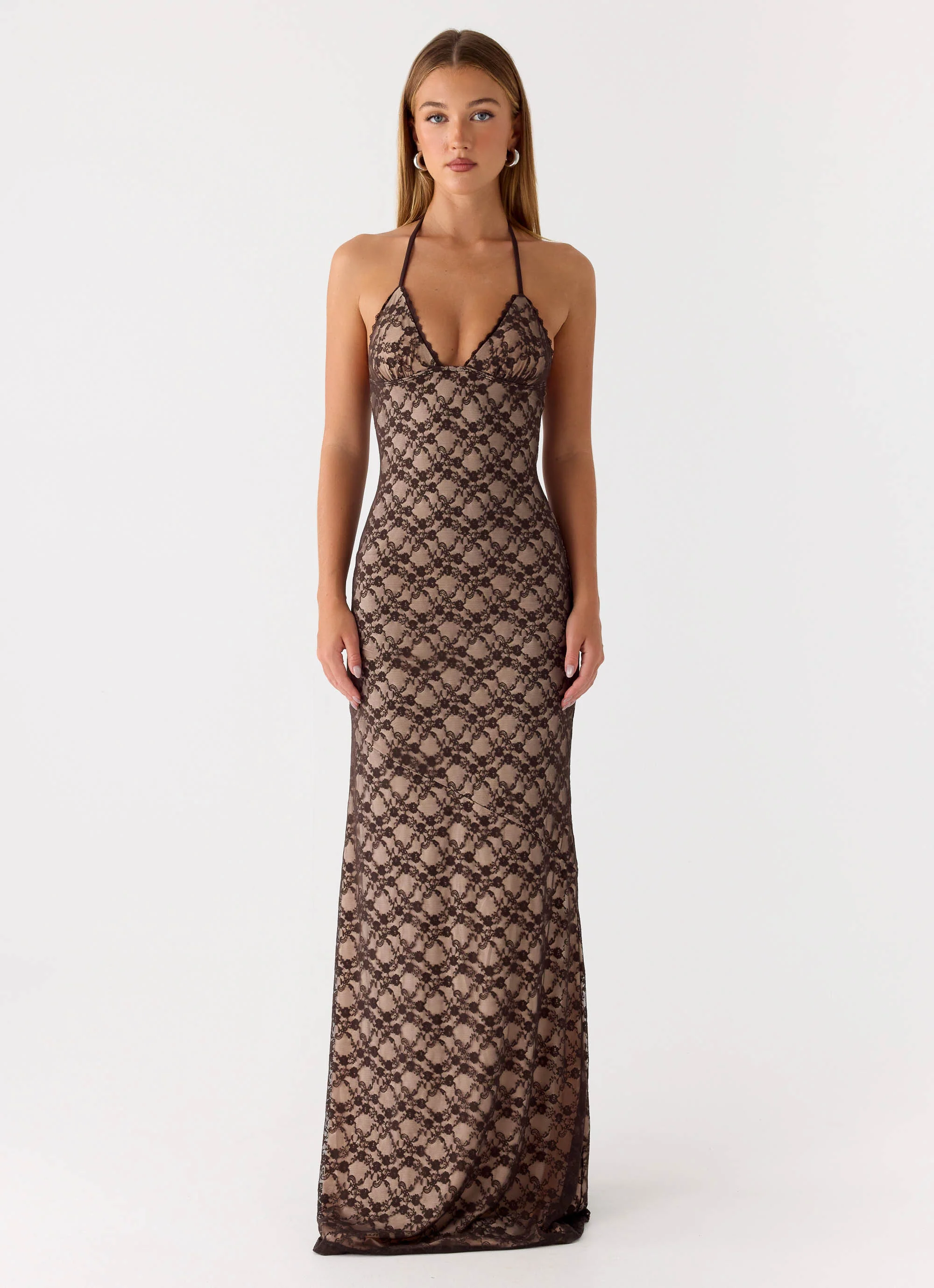 Zecca Lace Maxi Dress - Chocolate - Image 2